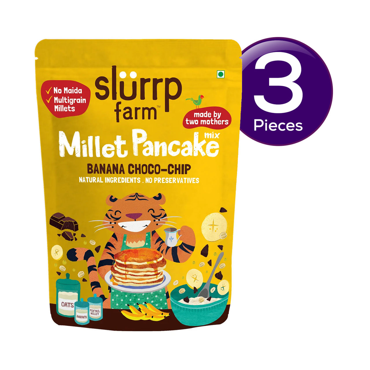Slurrp Farm Millet Eggless Pancake Mix With Banana Choco Chip | No Maida | Healthy Breakfast 150 g Combo