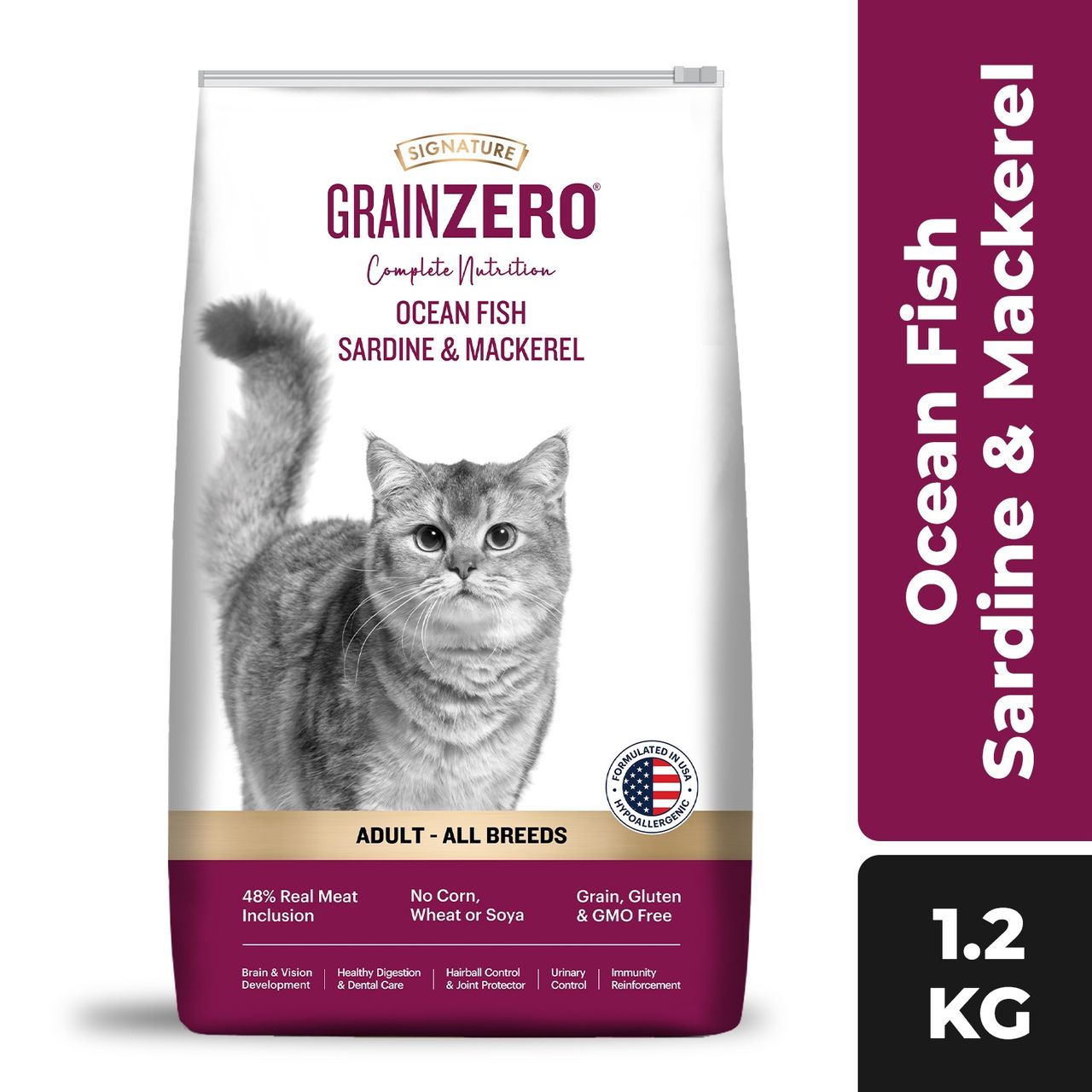 Signature Grain Zero Ocean Fish, Sardine, And Mackerel Adult Dry Cat Food