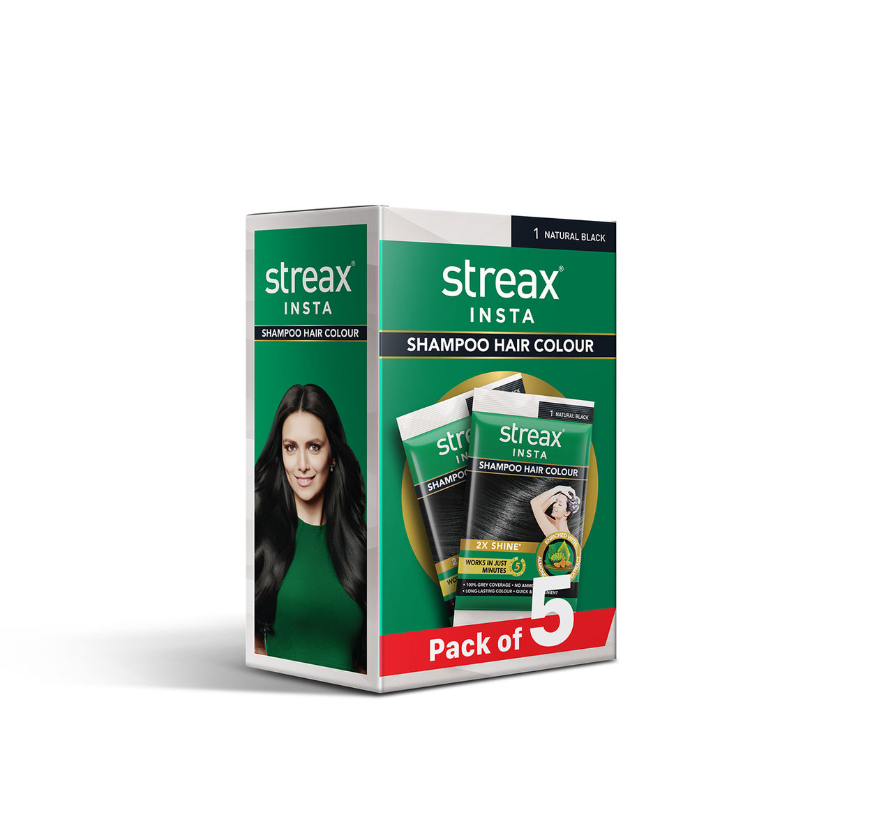Streax Insta Shampoo Hair Colour For Women And Men- Natural Black