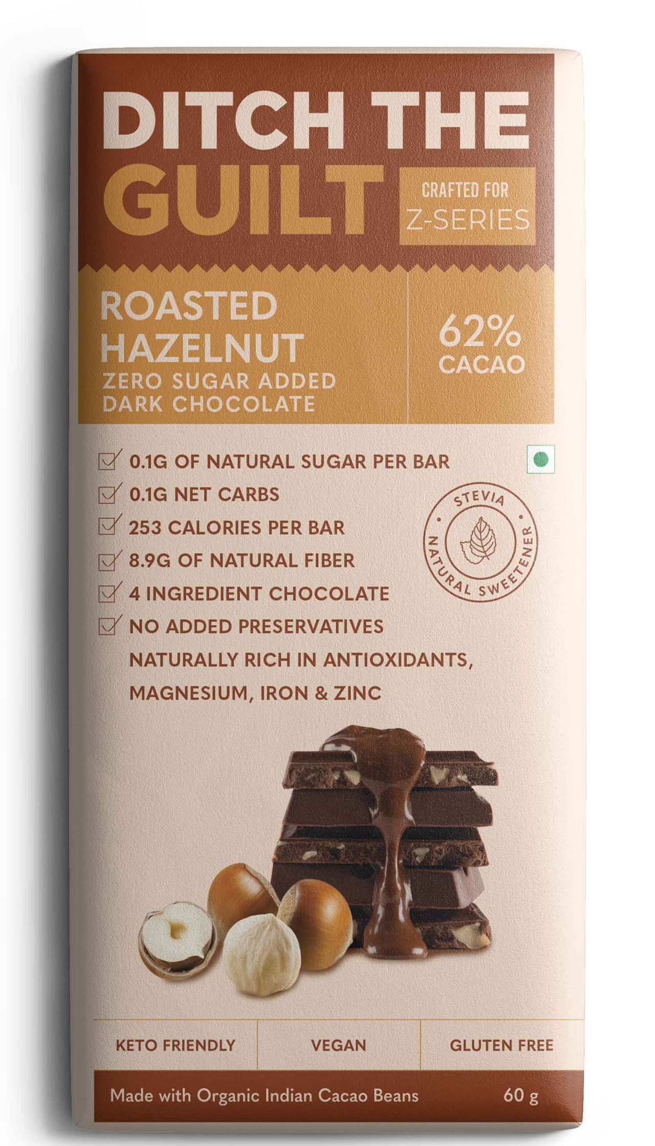 Ditch The Guilt Dark Chocolate - Roasted Hazelnut