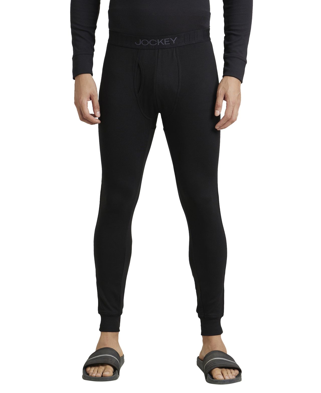 Jockey 2623 Men's Microfiber Elastane Stretch Fleece Thermal Long John | Black-L
