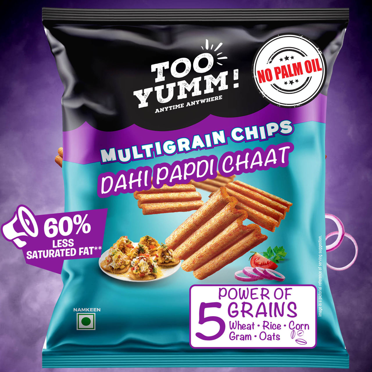 Too Yumm! Dahi Papdi Chaat Multigrain Healthy Chips High Protein Crunchy Crisps