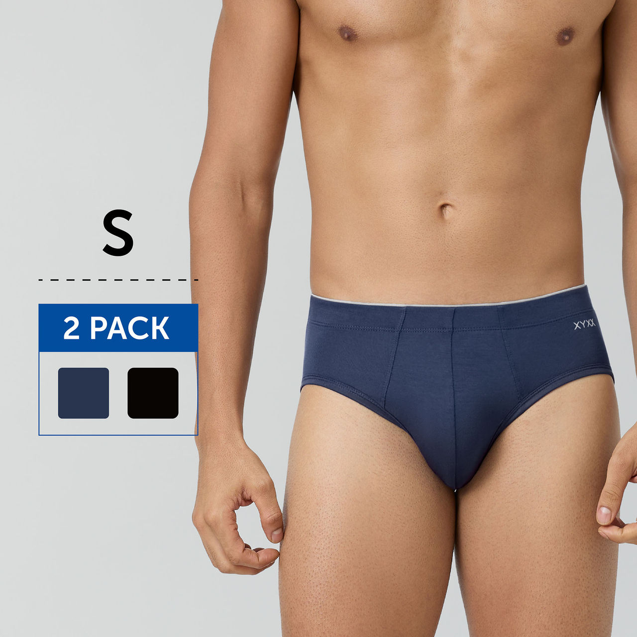 XYXX Uno IntelliSoft Micro Modal Solid Brief | Men's Innerwear | Pack of 2 | Blue + Black- S