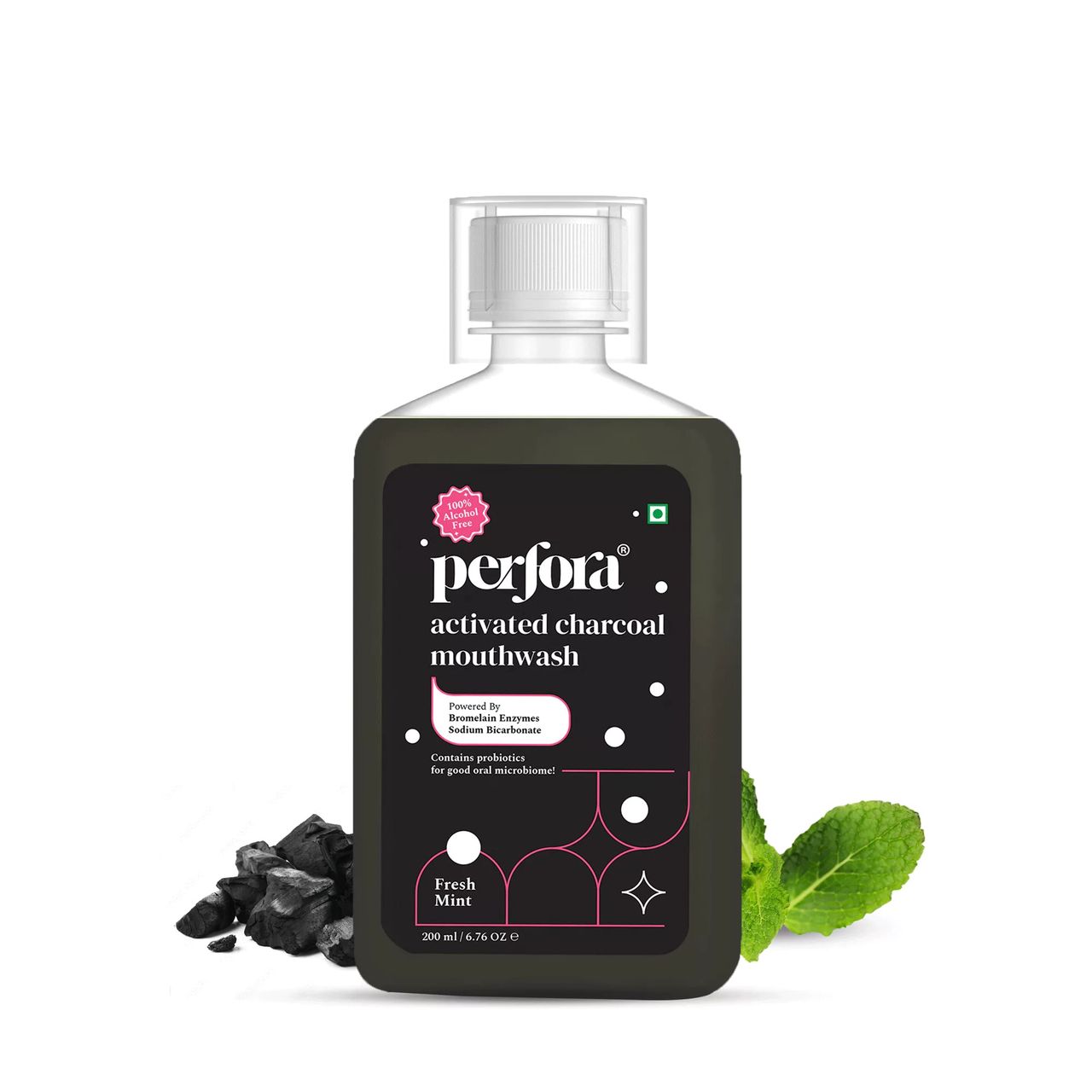 Perfora Alcohol Free Teeth Whitening Mouthwash (Activated Charcoal)