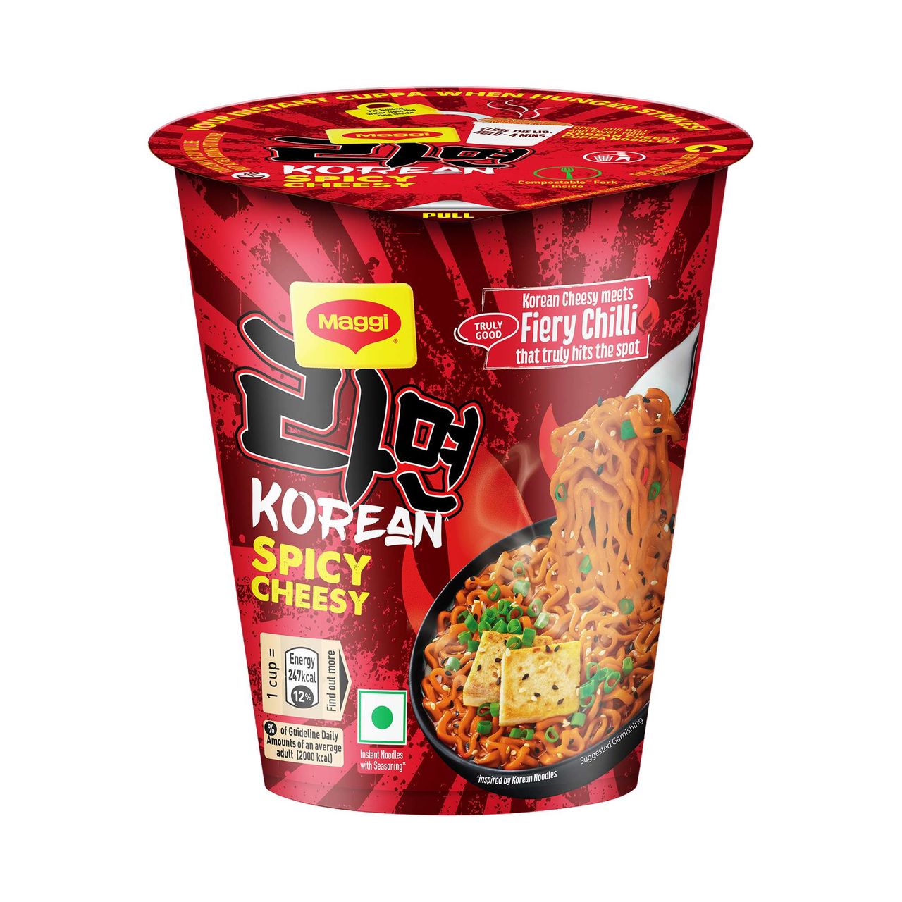 Maggi Korean Spicy Cheesy Noodles, Instant Cuppa Noodles Veg