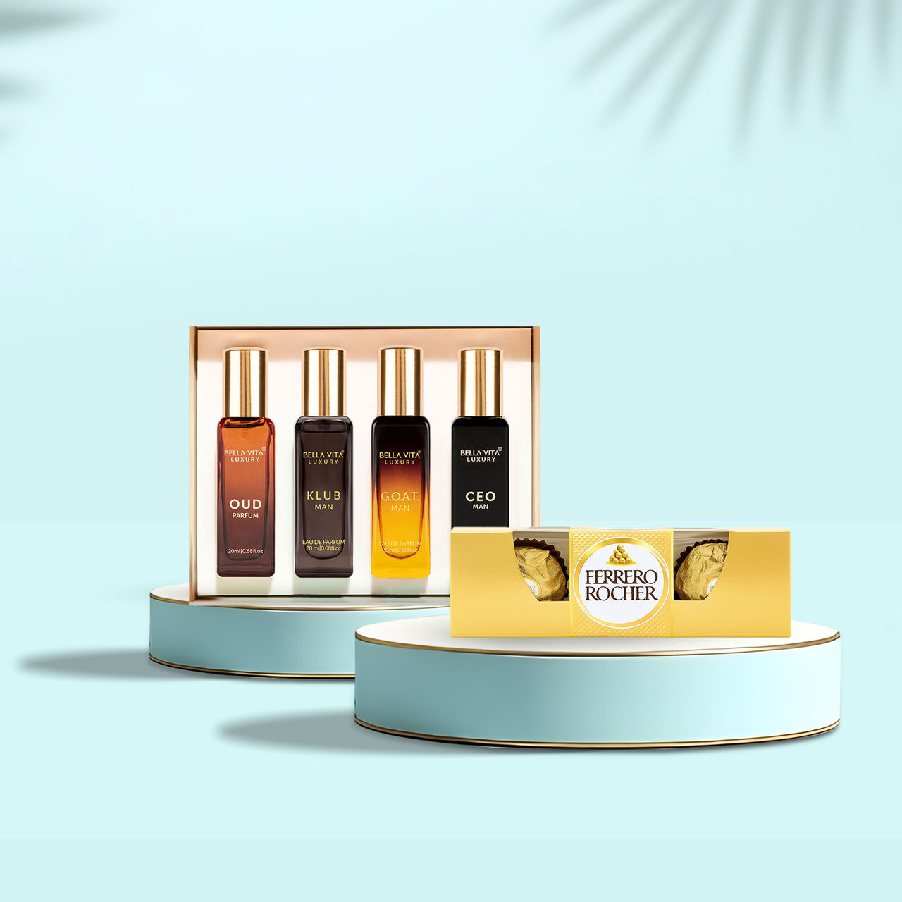 Bella Vita Organic Luxury Perfumes Gift Set For Men (80ml) & Ferrero Rocher Chocolate Gift Pack (50g) Combo