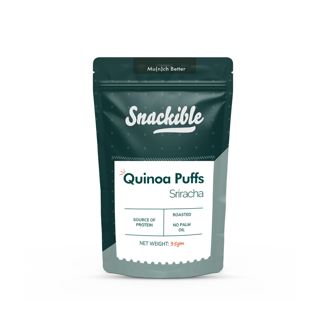 Snackible Sriracha Quinoa Puffs | No Palm Oil, Roasted, Source of Protein