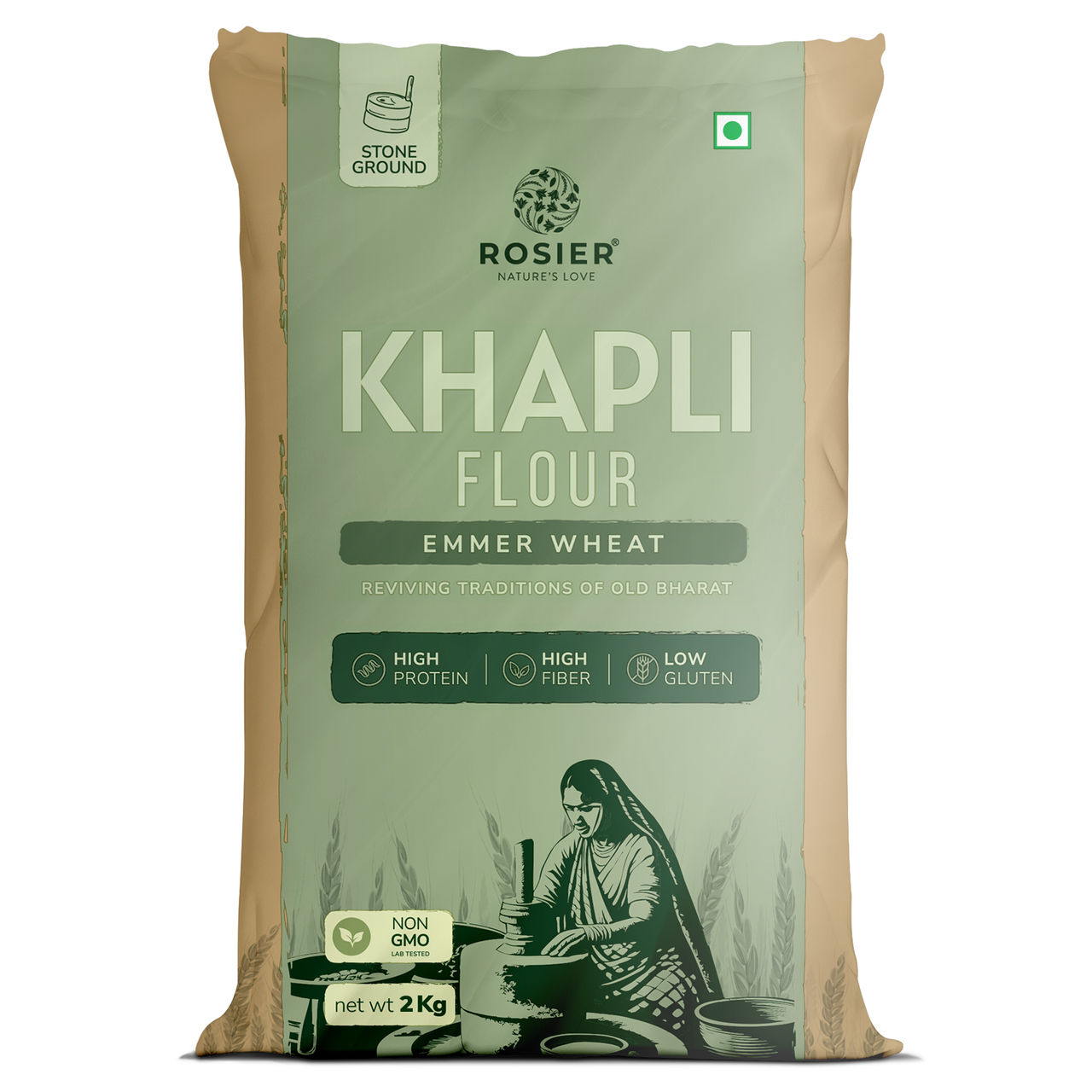 Rosier FOODs Stoneground Organic Khapli Wheat Atta