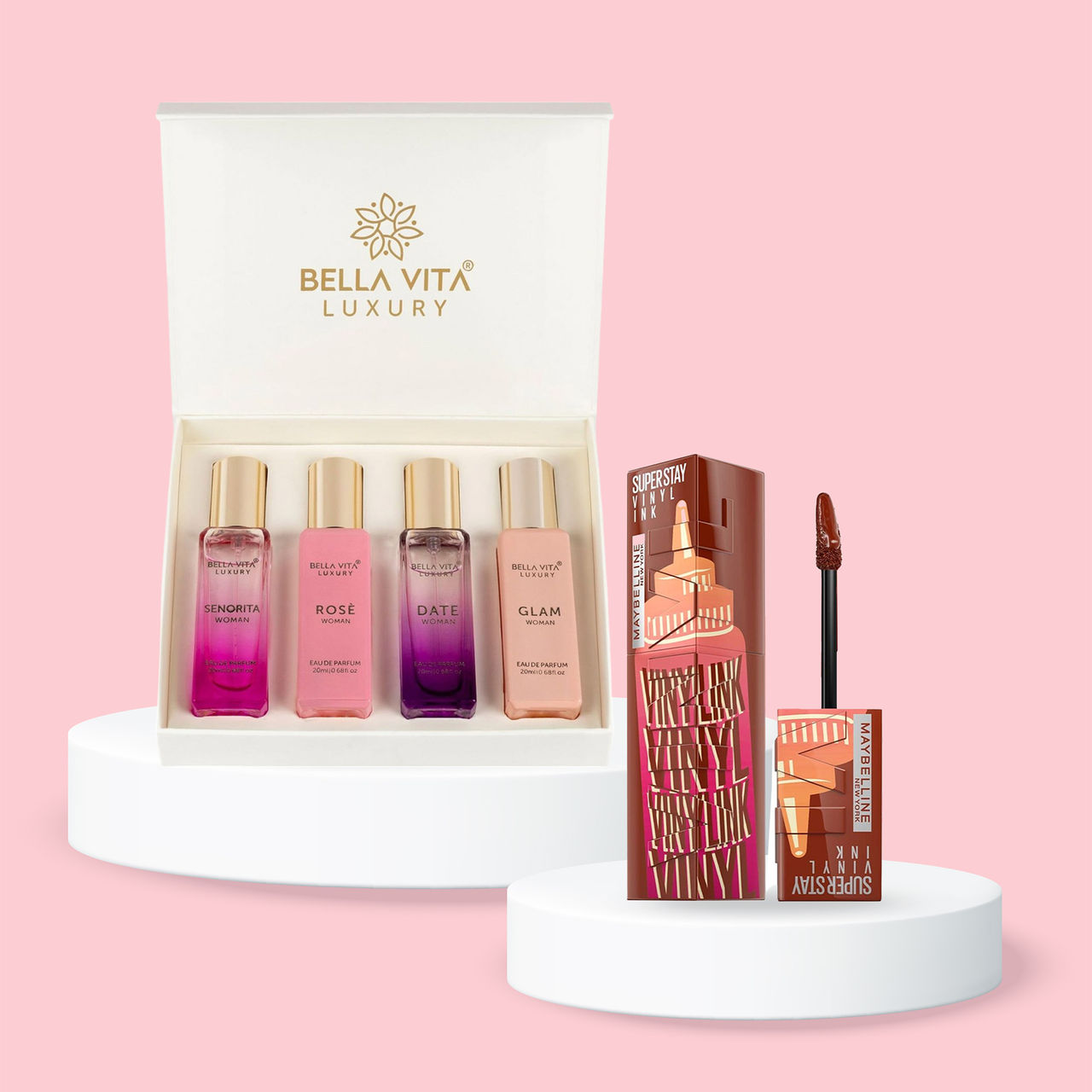 Bella Vita Organic Luxury Perfumes Gift Set For Women (80ml) & Maybelline New York Superstay Vinyl Ink - Longwear Shine Lip Color | Sweet N Sour (4.2ml) Combo