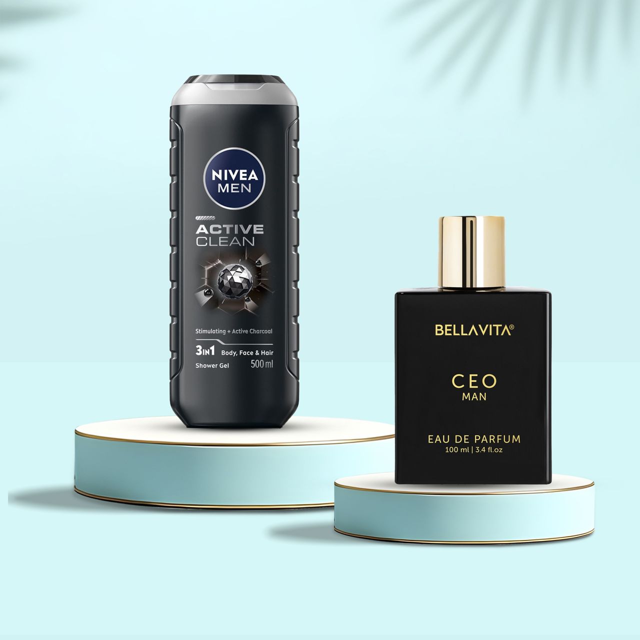 Nivea Men Active Clean Shower Gel (500ml) & Bella Vita Organic Ceo Man Eau De Parfum For Men Long-Lasting Hints Of Lemon And Sugar (100ml) Combo