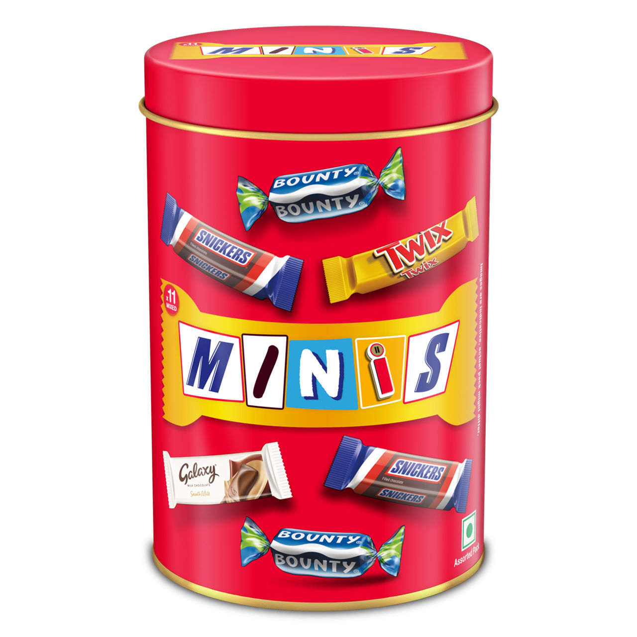 Snickers Mixed Minis Rakhi Gift Tin | Snickers, Twix, Galaxy & Bounty