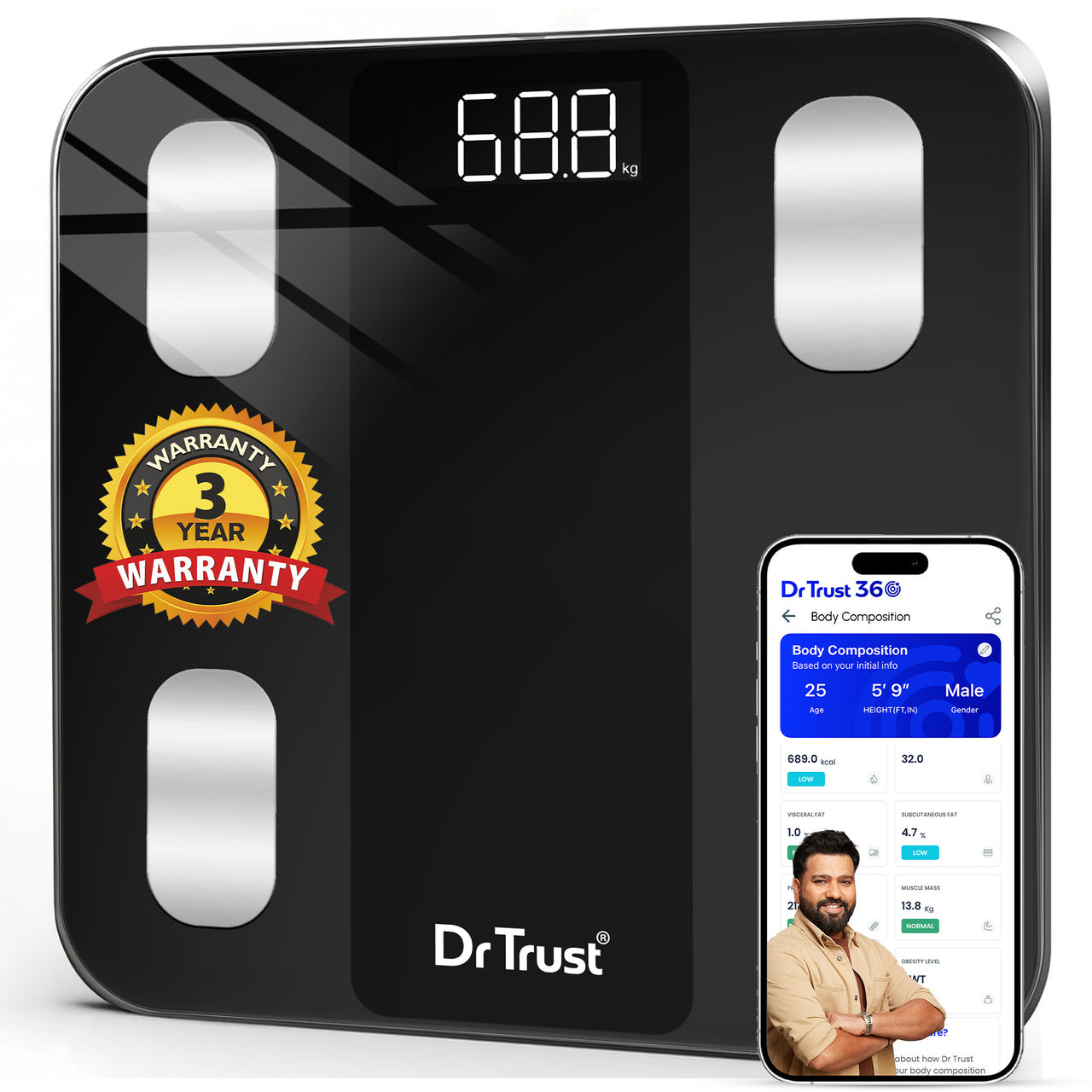 Dr Trust Usa 526 Bmi Weighing Scale With App Sync,Bluetooth Digital Weight Scale& Body Fat Analyzer