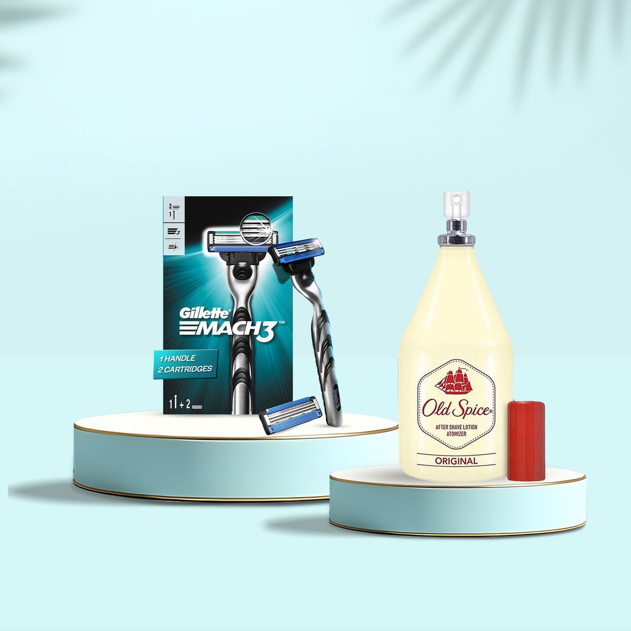 Gillette Mach3 Men'S Razor With 2 Cartridges (1pc) & Old Spice Original Atomizer After Shave Lotion (150ml) Combo