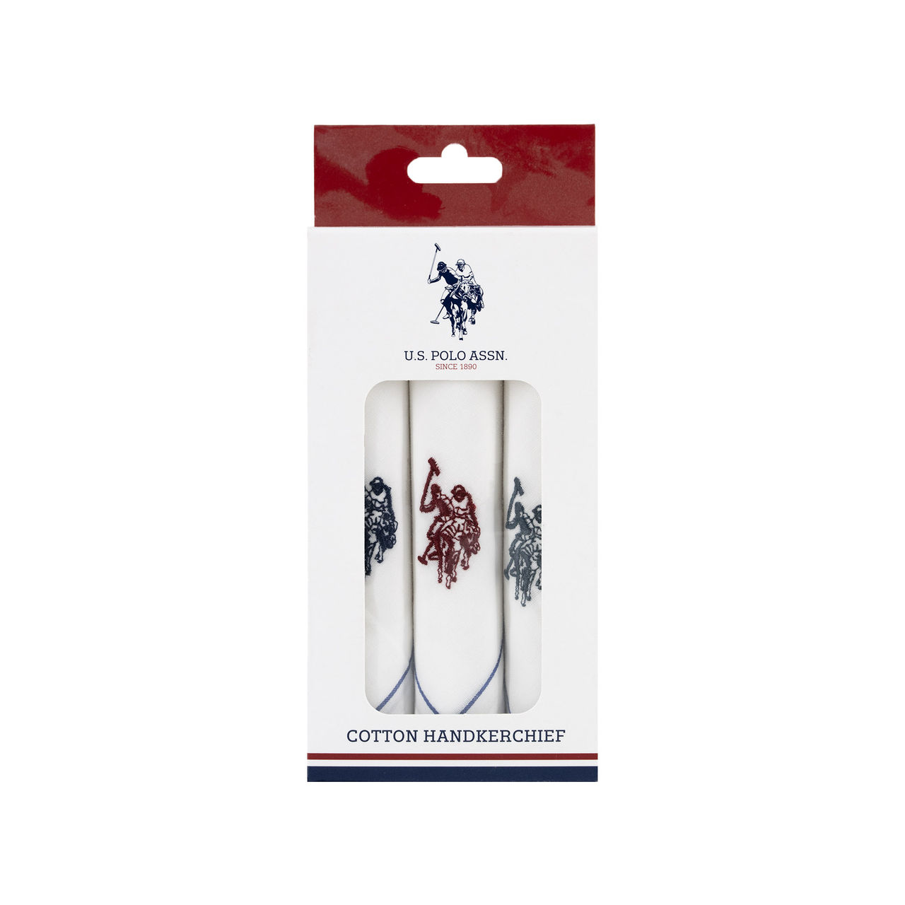 U.S. Polo Assn. Men Pure Cotton Brand Logo Handkerchief Pack Of 3 Assorted - One Size