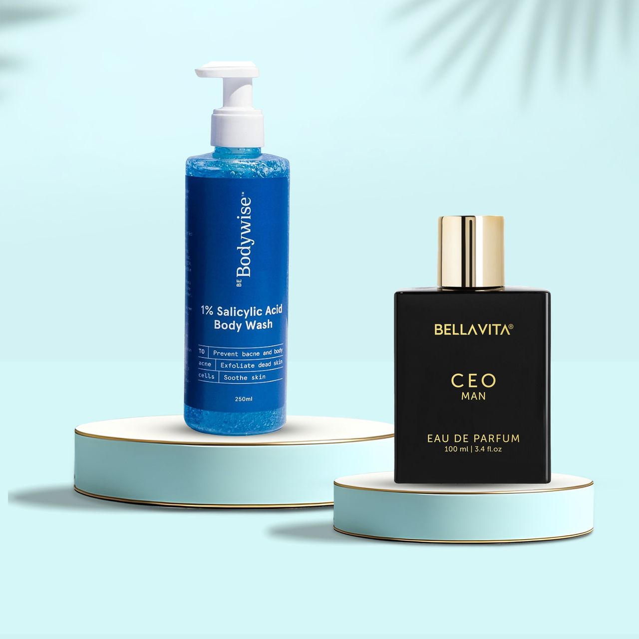 Be Bodywise 1% Salicylic Acid Body Wash & Loofah (250ml) & Bella Vita Organic Ceo Man Eau De Parfum For Men Long-Lasting Hints Of Lemon And Sugar (100ml) Combo