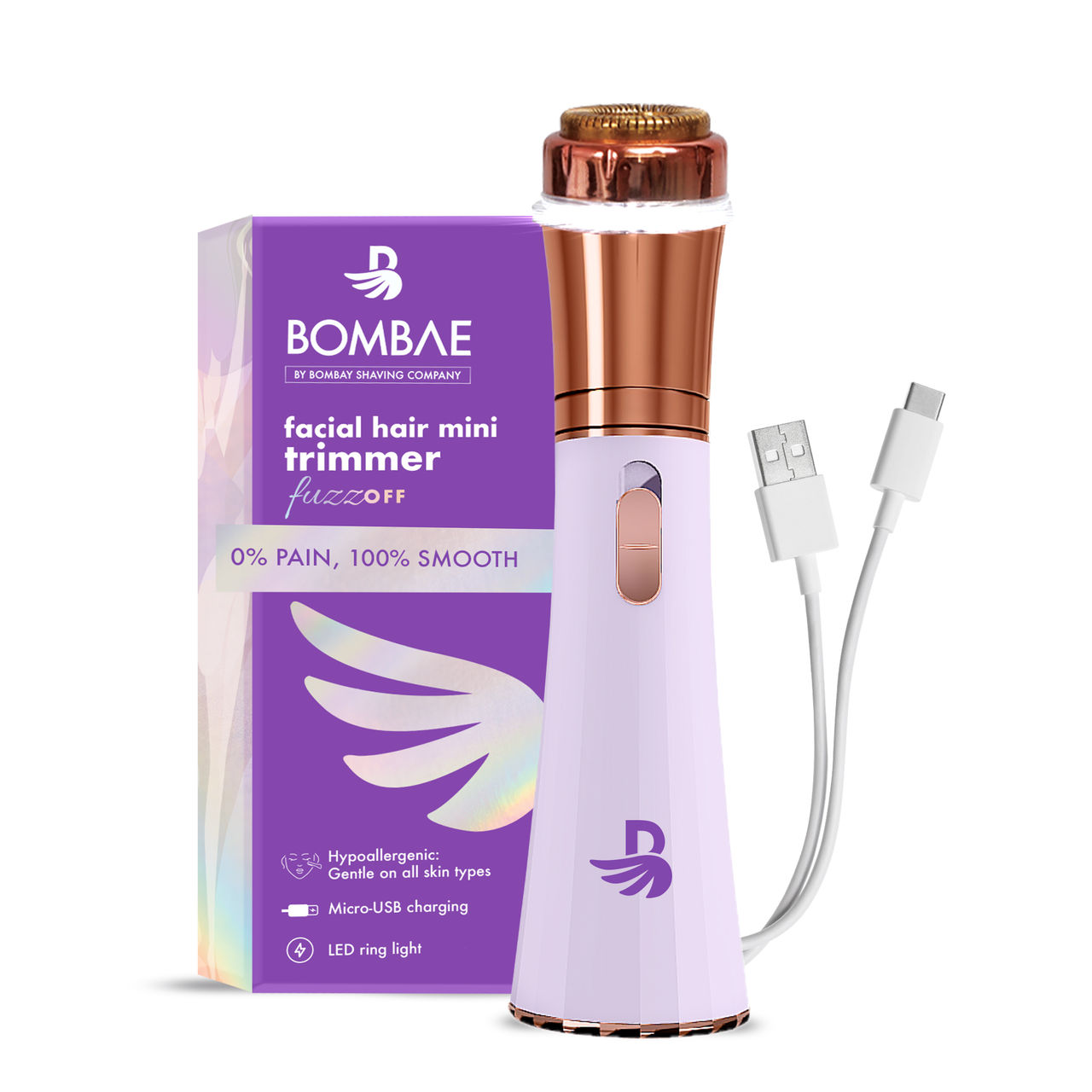Bombae Facial Hair Mini Trimmer, Hypoallergenic blades for All Skin Type
