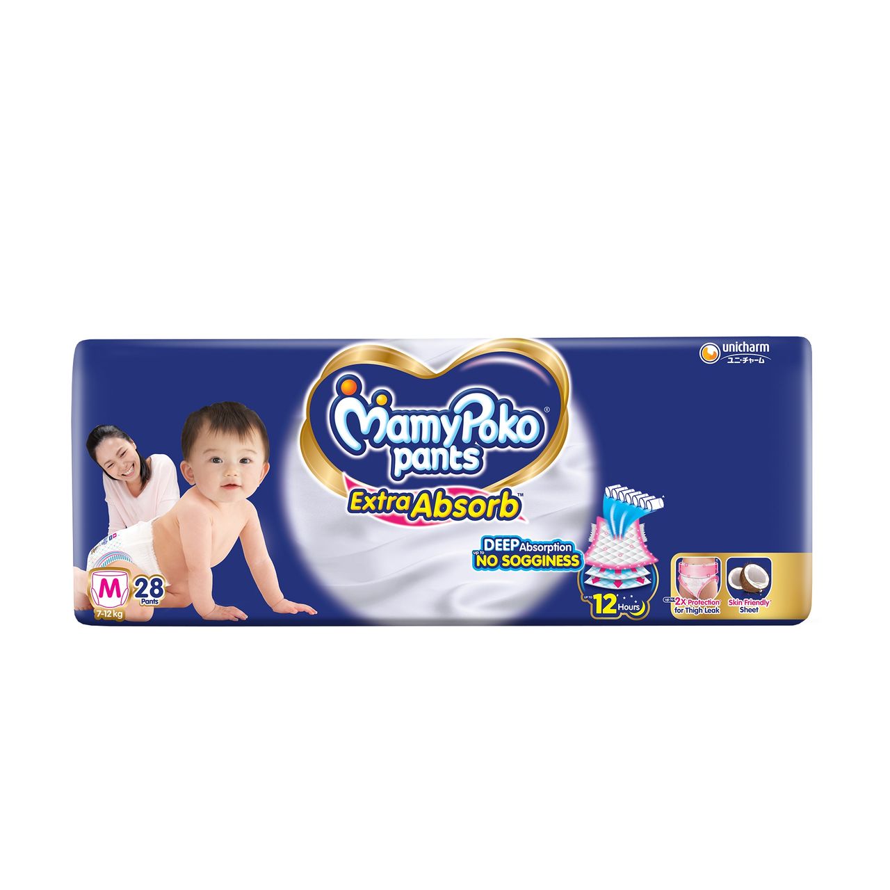 Mamypoko Extra Absorb Baby Diapers | Pant Style | M | 28 pcs
