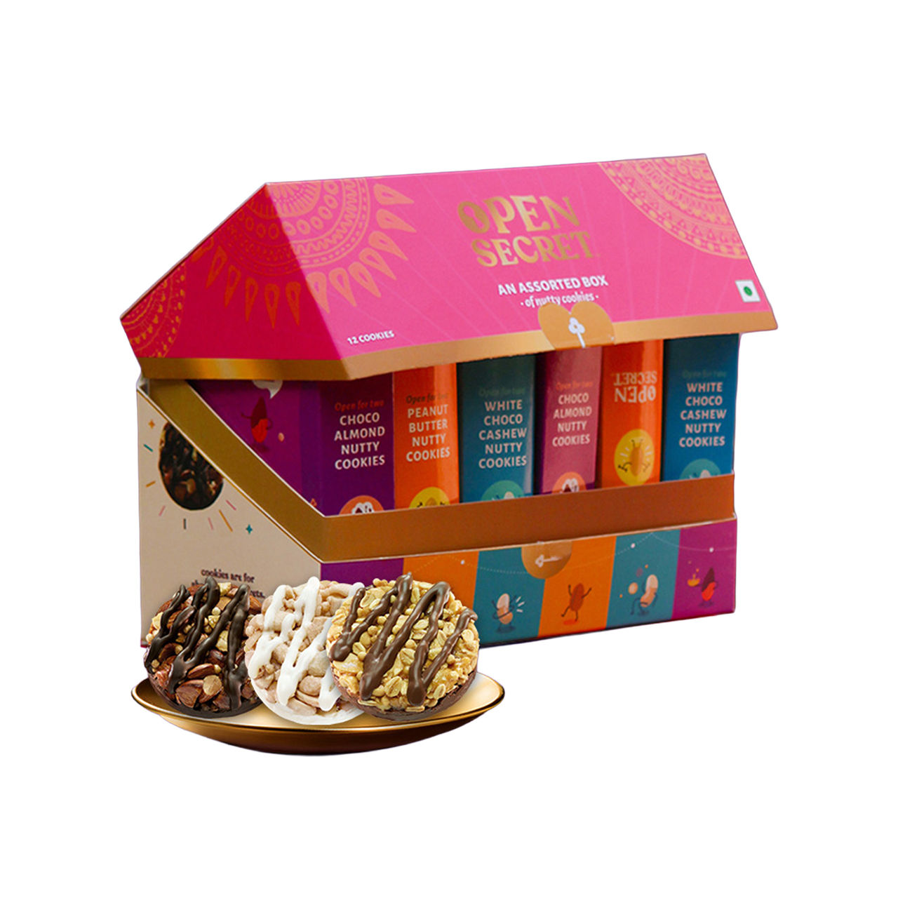 Open Secret Celebration Chocolate Gift Box | Pack of 12 Cookies| Healthy Snacks, No Maida