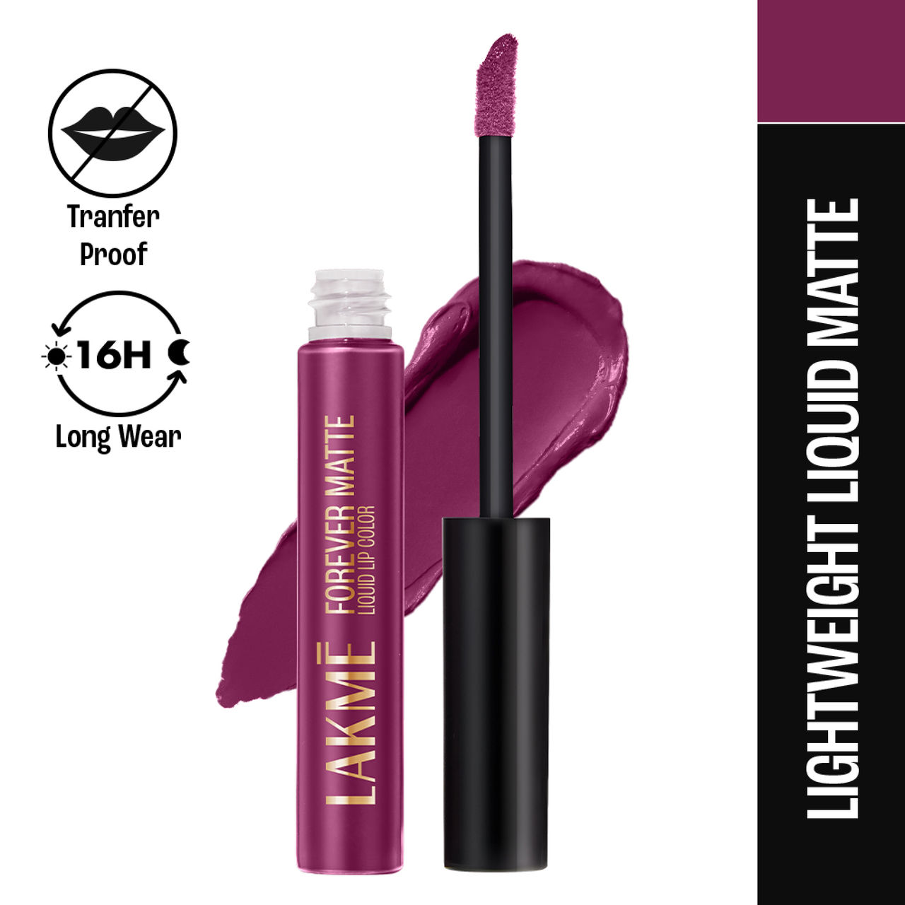Lakme Forever Matte Liquid Lip, 16hr Lipstick, Lightweight & transferproof - Wine Glow