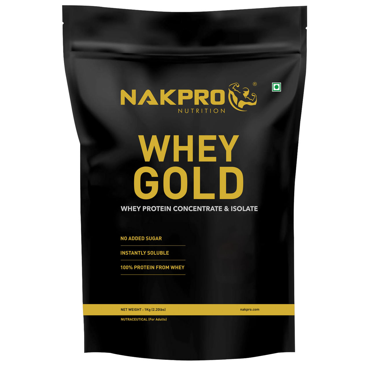 Nakpro Gold Whey Protein Concentrate 80% Unflavoured 28G Protein 6.2G Bcaa