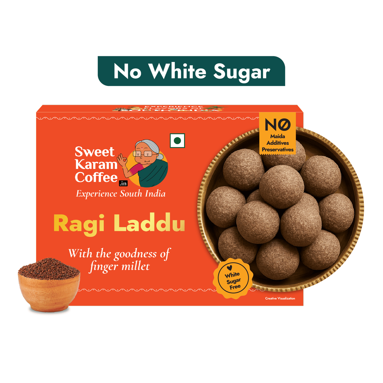 Sweet Karam Coffee White Sugar Free Ragi Laddu by Sweet Karam Coffee - No Preservatives