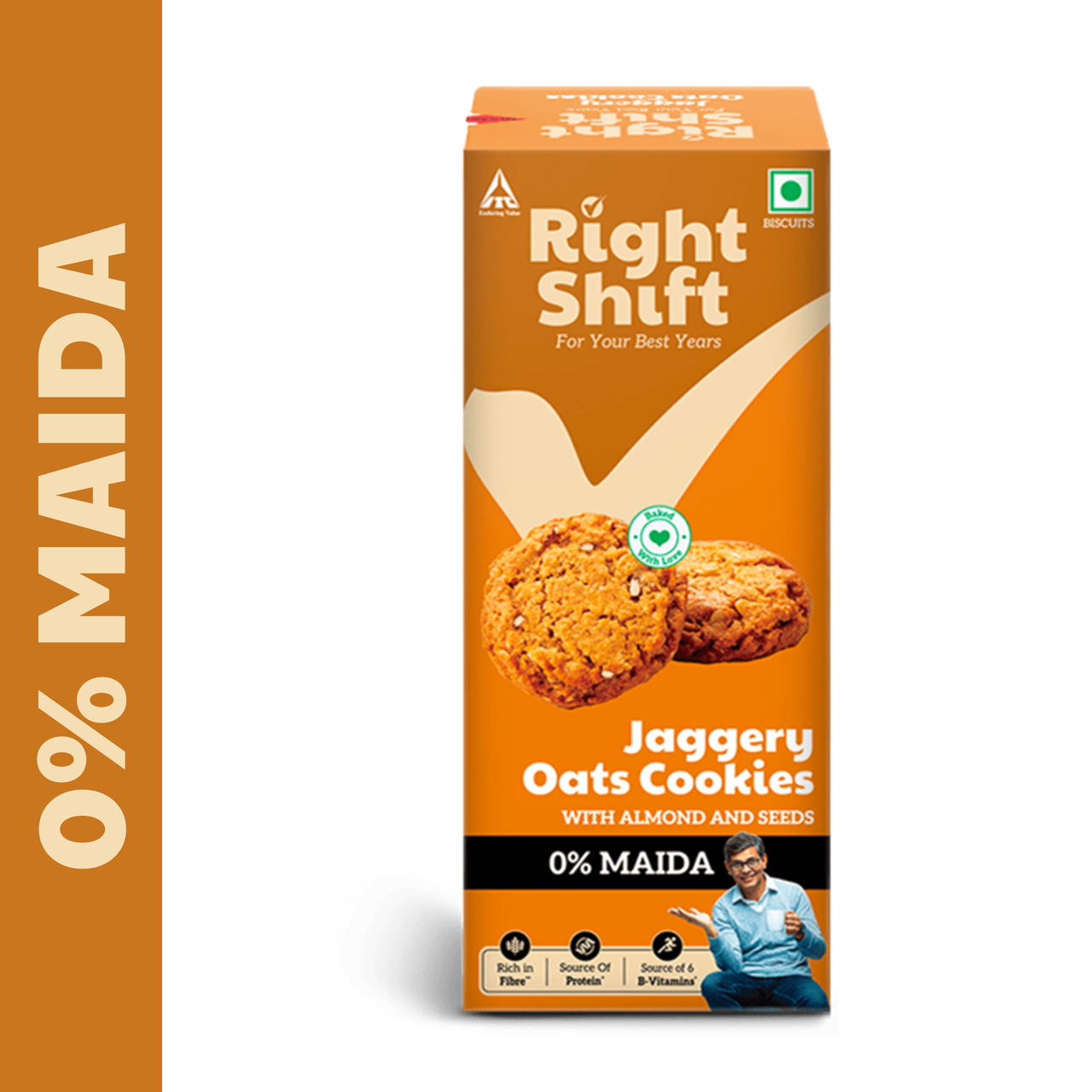 Right Shift Jaggery Oats 0% Maida Cookies | 0% Refined Sugar | With Nuts and Seeds