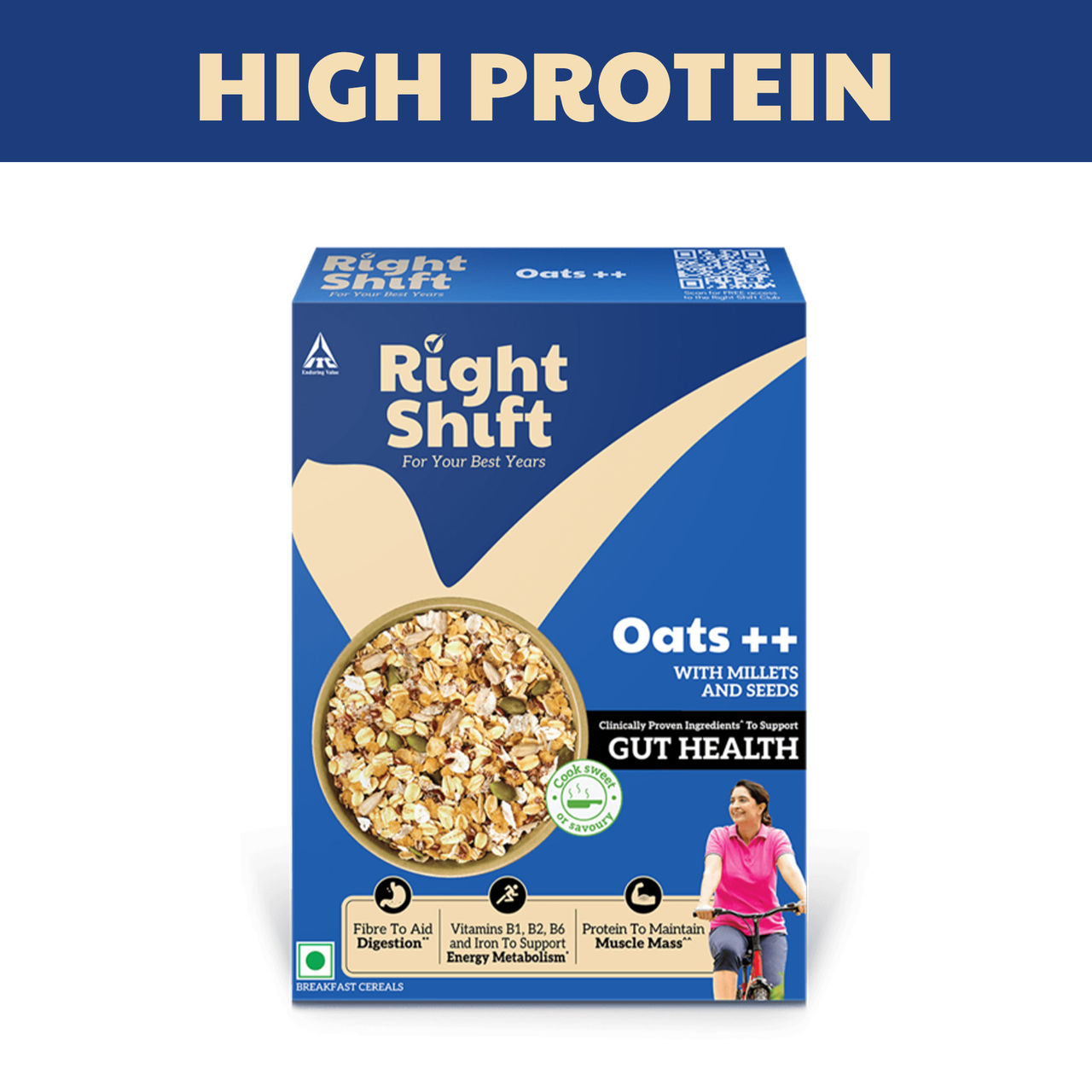 Right Shift Oats++, Millets & Seeds, High Protein Rolled Oats, Helps manage weight