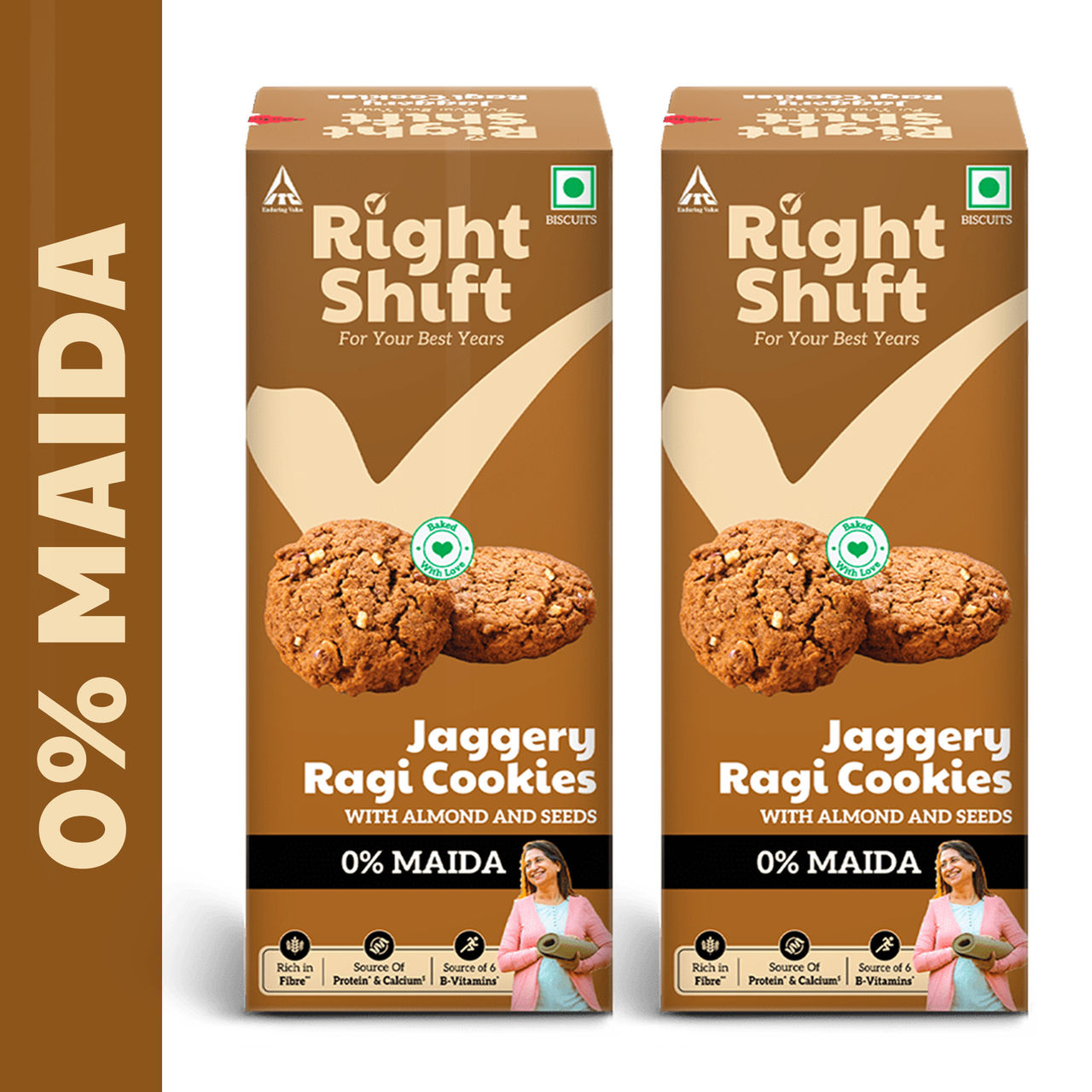 Right Shift Jaggery Ragi 0% Maida Cookies | 0% Refined Sugar | With Nuts and Seeds