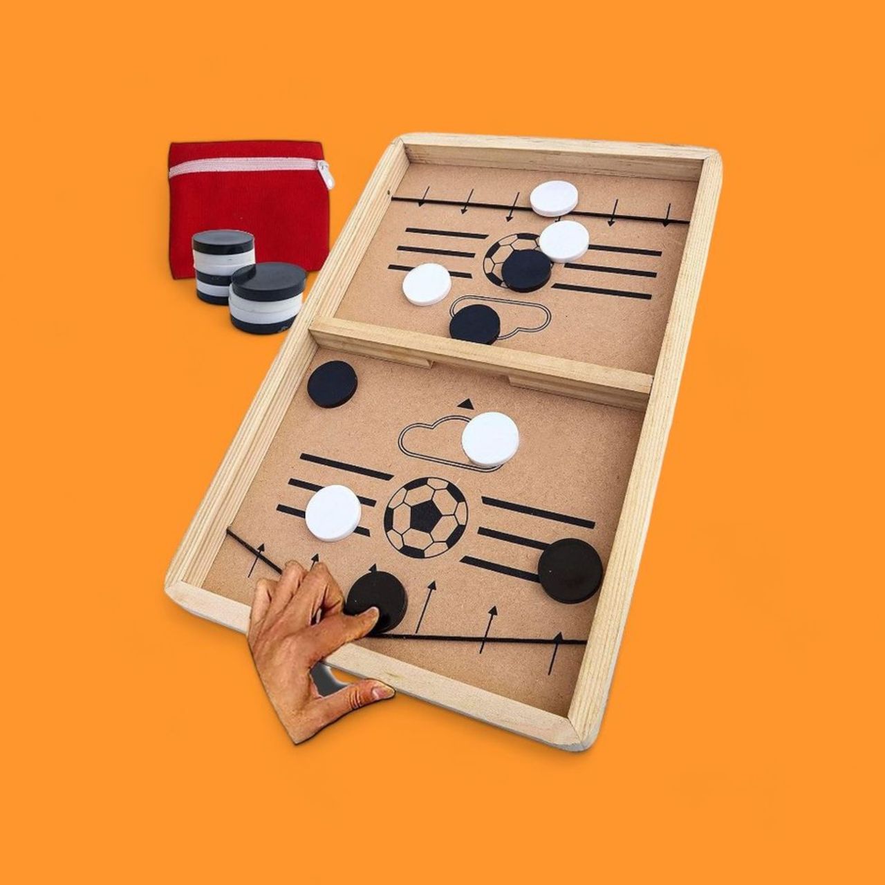 Toyshine Junior Fast Sling Puck Game - Pine Wood String Hockey Fun