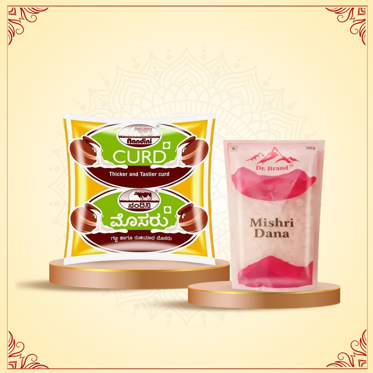 Nandini Thick Curd Pouch (500ml) & Dr. Brand Mishri Dana (200g) Combo