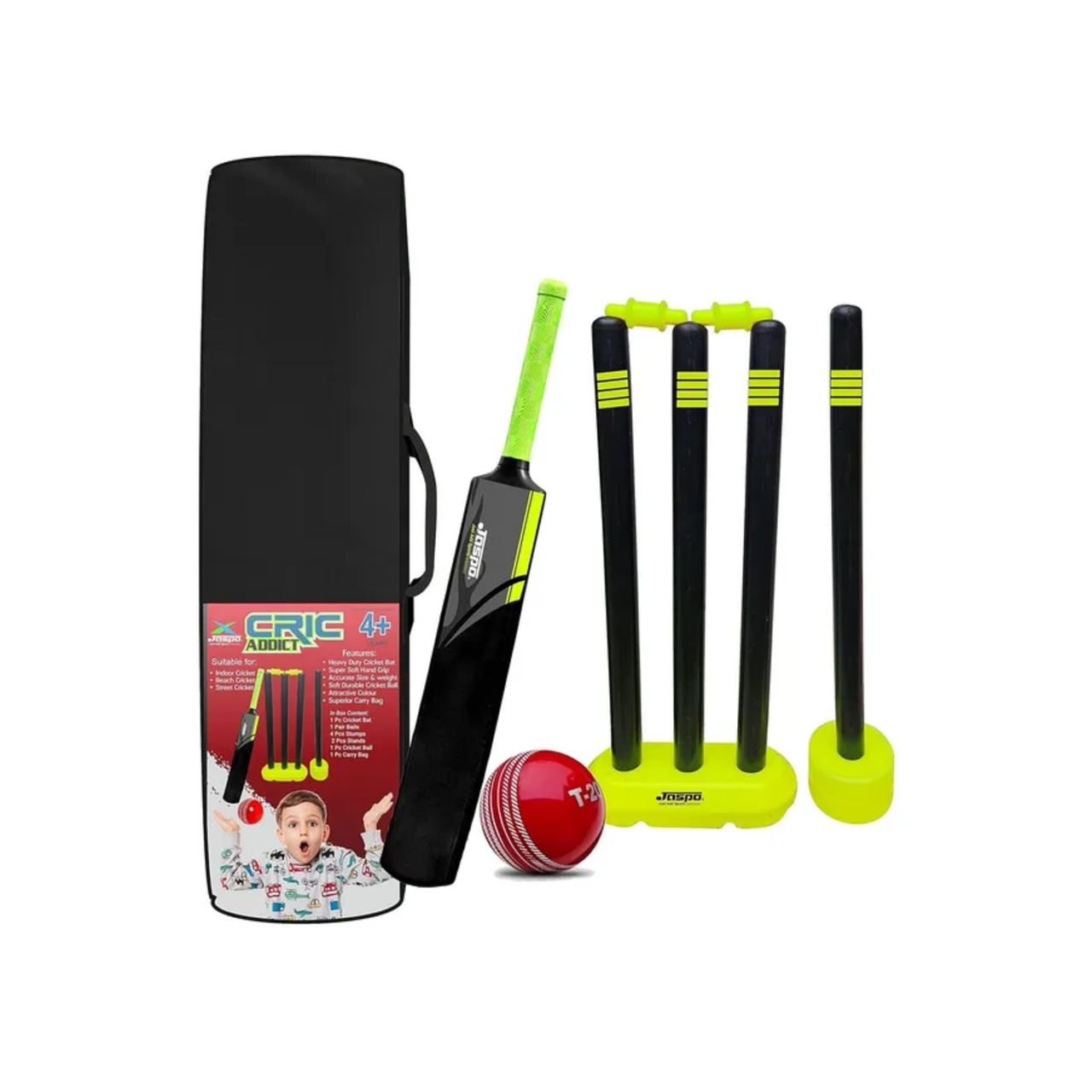 Jaspo Cric Addict Plastic Cricket Set Combo (Size-3)