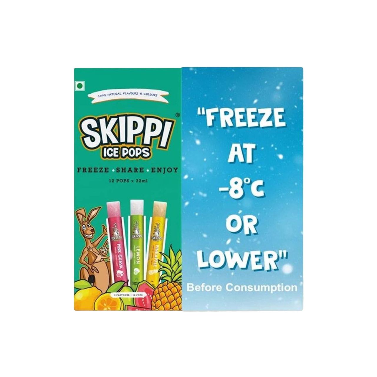Skippi Icepops Natural Ice Popsicles | Pink Guava, Pineapple, Lemon