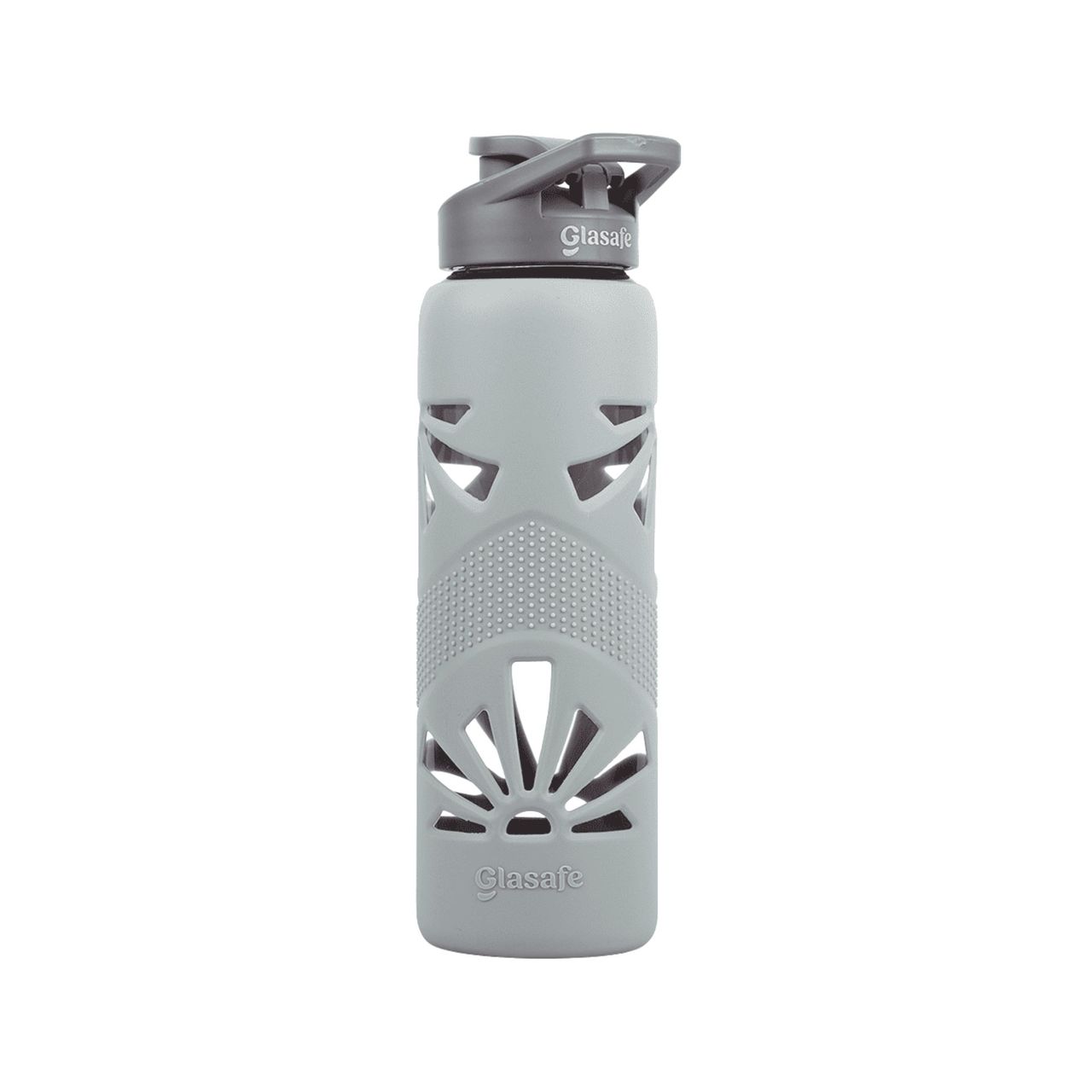 Glasafe Clear Grip Borosilicate Glass Bottle With Protective Silicone Sleeve (Soothing Slate) 750Ml