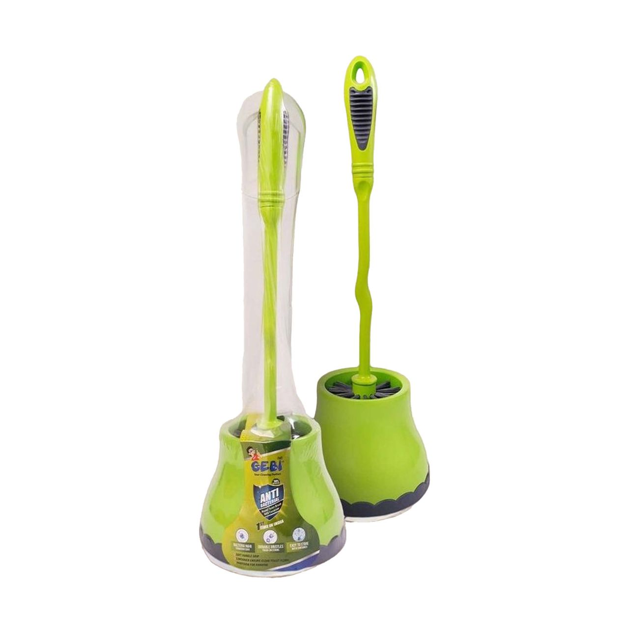 Gebi Sparkle Plus Antibacterial Toilet Round Brush With Container