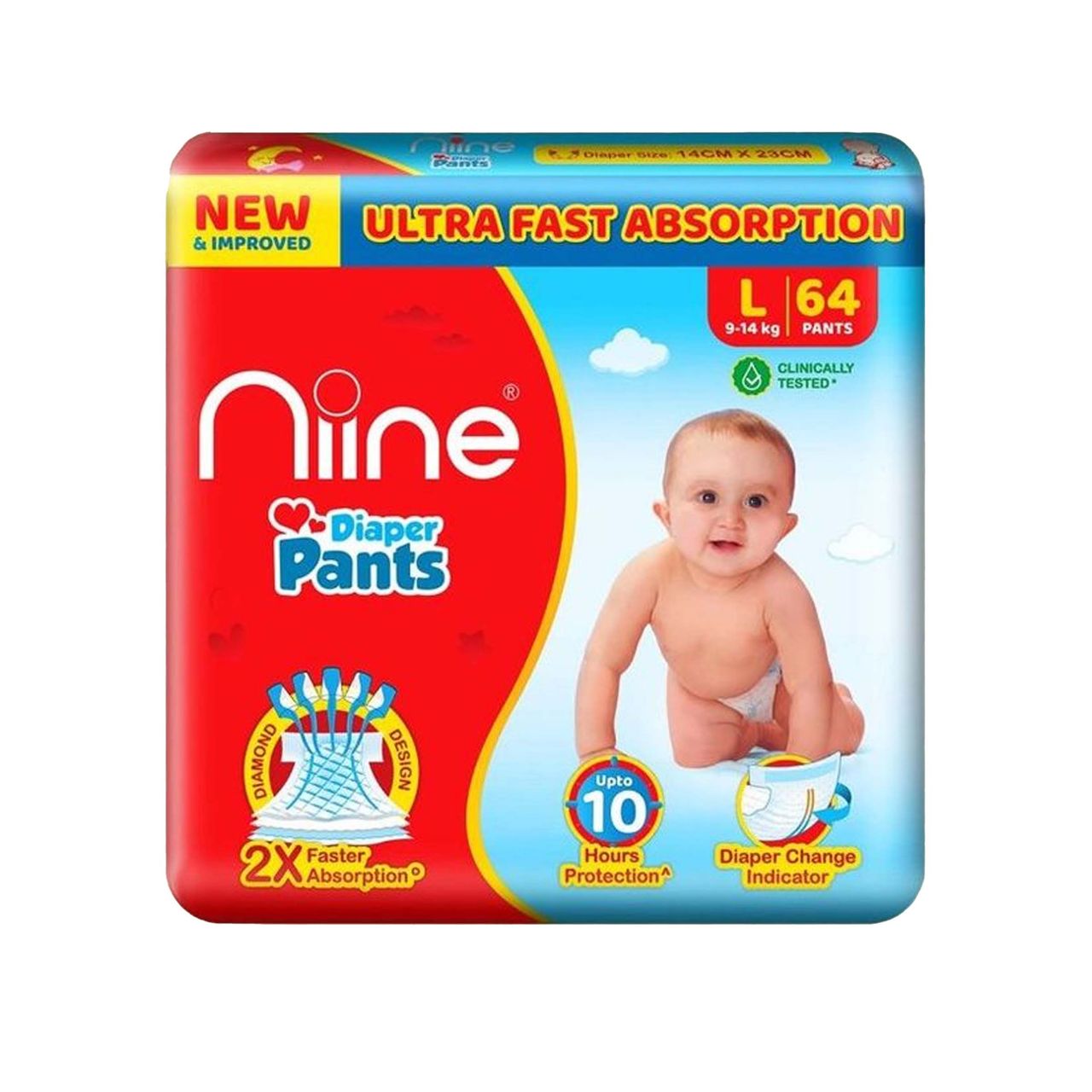 NIINE Baby Diaper Pants For Kids | White | L (9 - 14 kg)