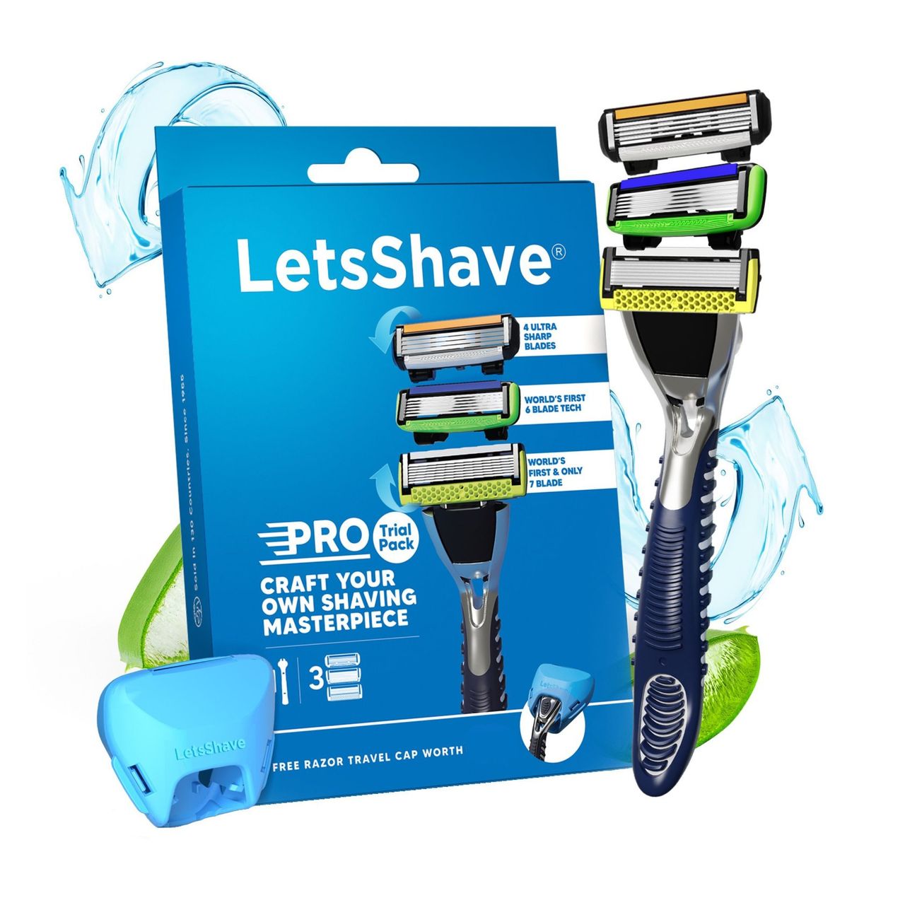 LetsShave Pro Super Value Kit - Razor with 3 Blades | World's 1st 7, 6 & 4-Blade Tech