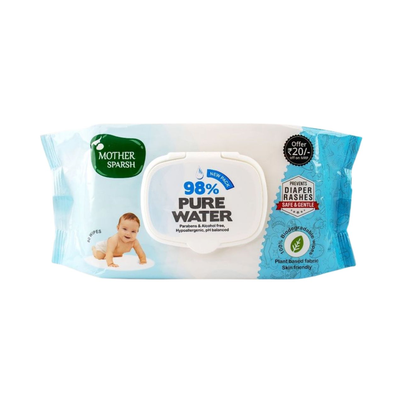 Mother Sparsh Baby Wipes Water Based For Kids | Assorted | 0 - 2 years