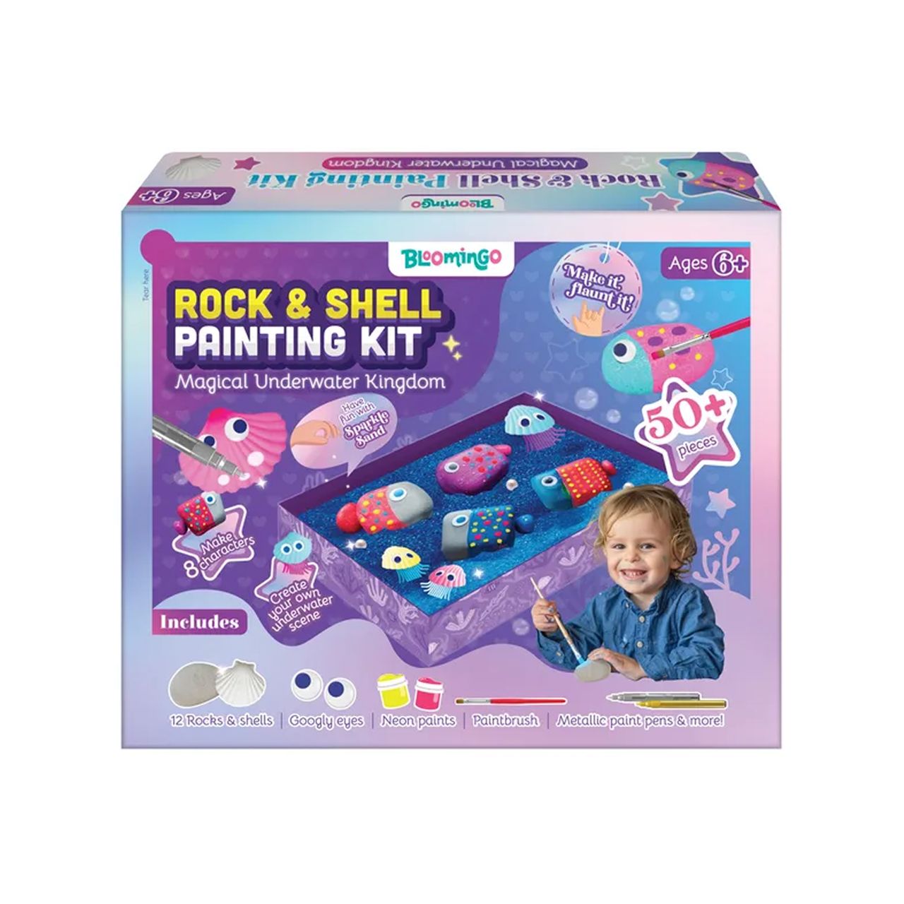 Bloomingo Rock & Shell Painting Kit - Magical Underwater Kingdom | Art & Craft Kit For Ages 6+