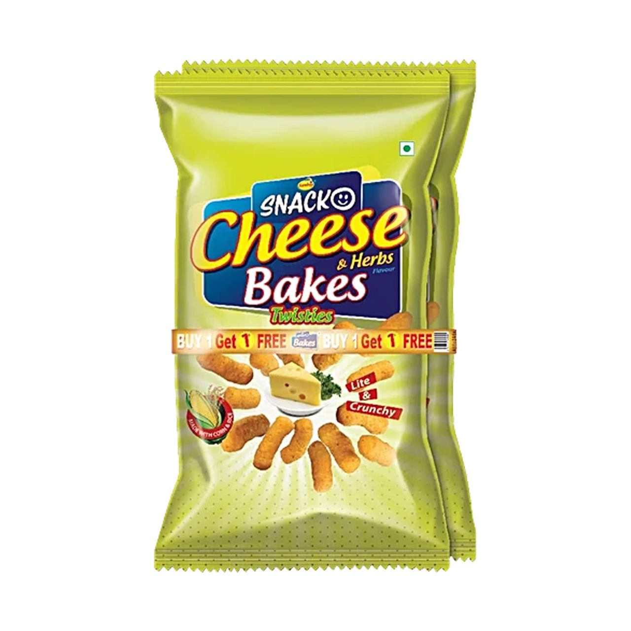 Sundrop Snacko Cheese and Herbs Bakes, Lite & Crunchy - Buy 1 Get 1 Free offer
