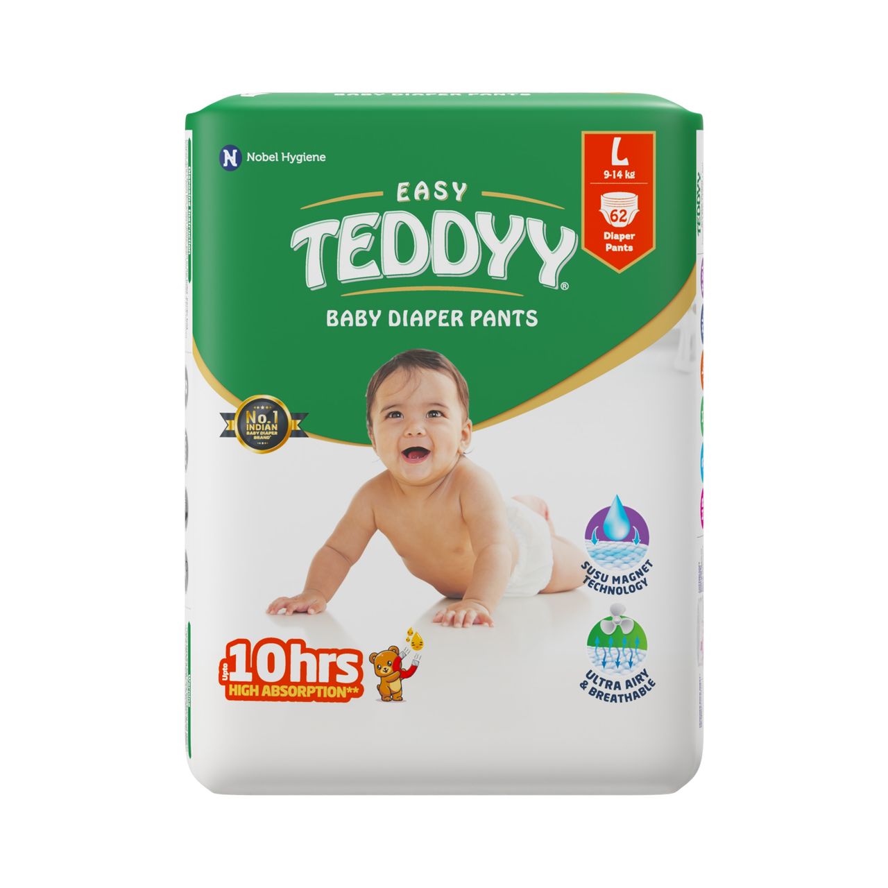 TEDDYY Baby Easy Pant Diapers 62 Count (L) 9-14 kgs