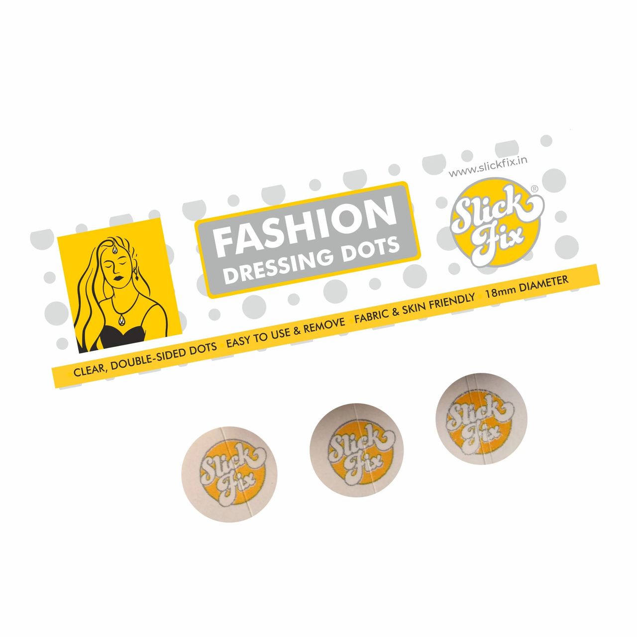 Slickfix Dot Accessory Tape Double Sided Round Fashion Tape For Clothes Body Tape For Women & Men (Pack Of 18)
