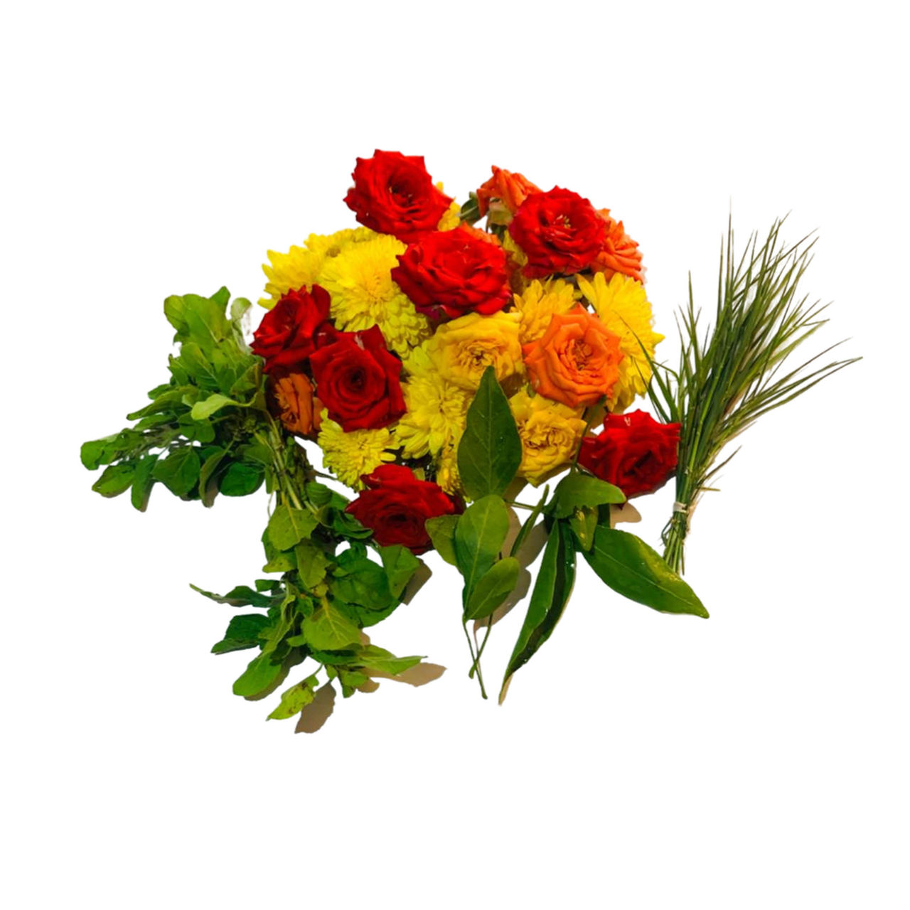 Assorted Pooja Flower + Green Mix