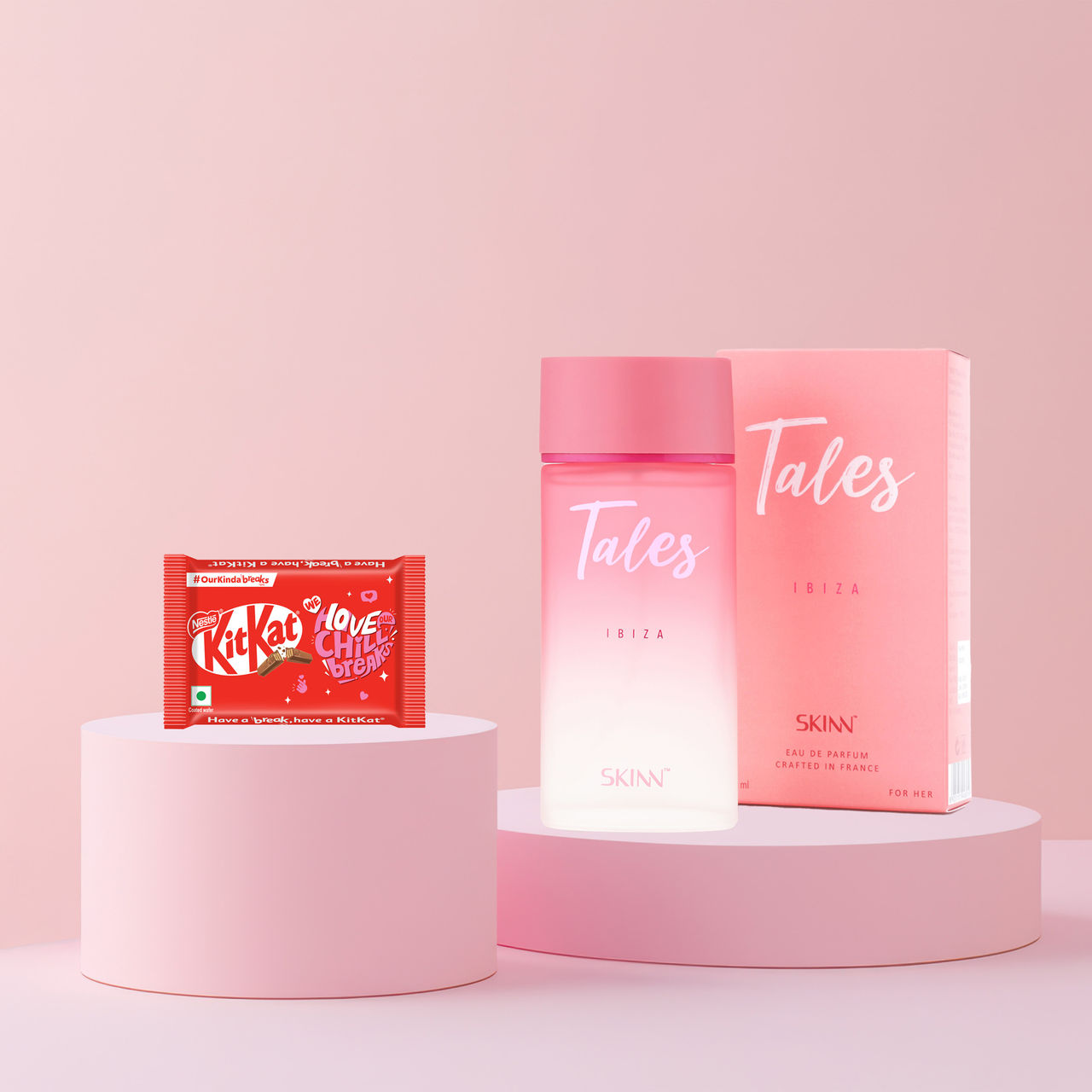 Nestle Kitkat Love Break, 4 Finger Chocolate Coated Wafer(38.5gms) & Skinn Tales W Ibiza(100ml) Combo