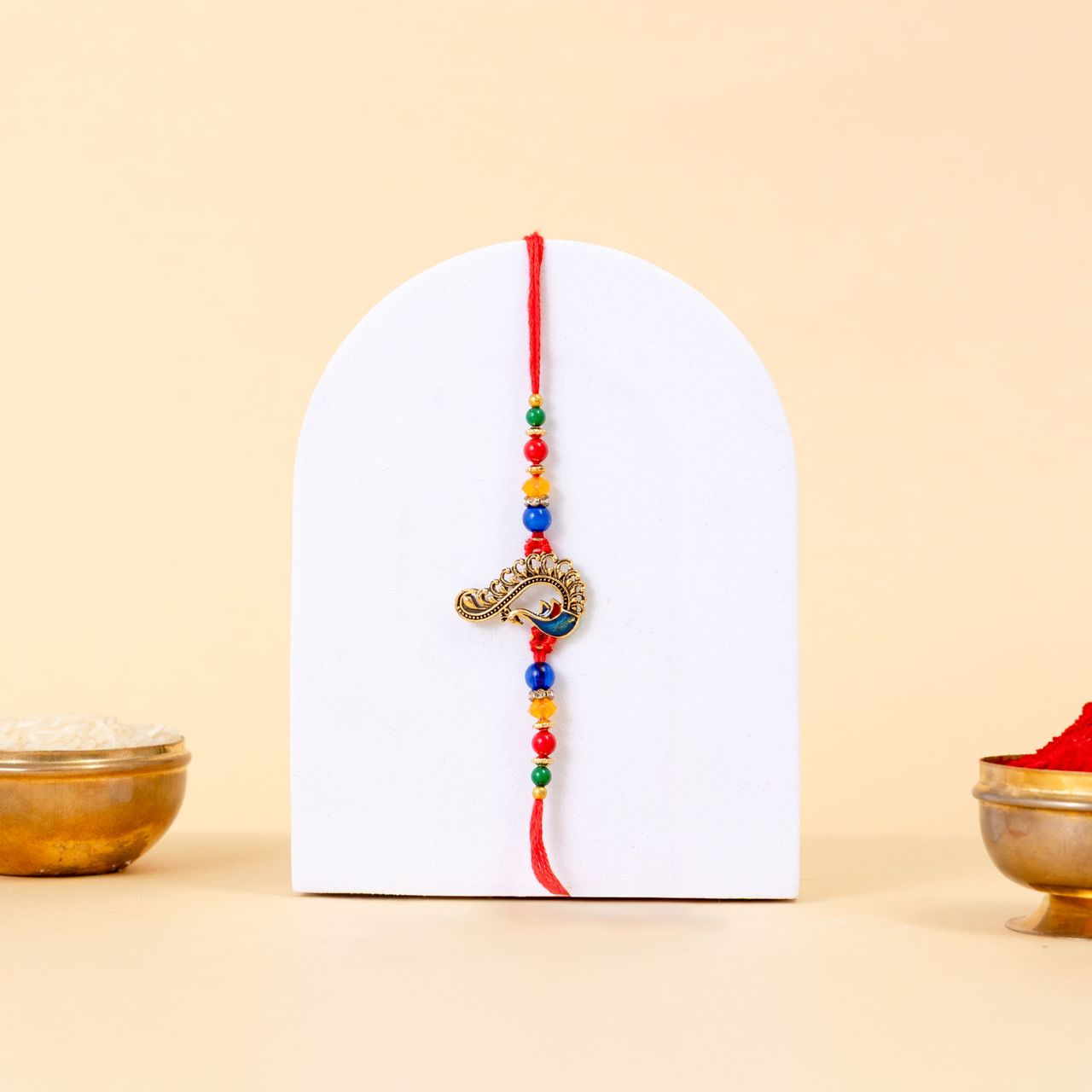 TIED RIBBONS Peacock Rakhi for Brother with Roli Chawal