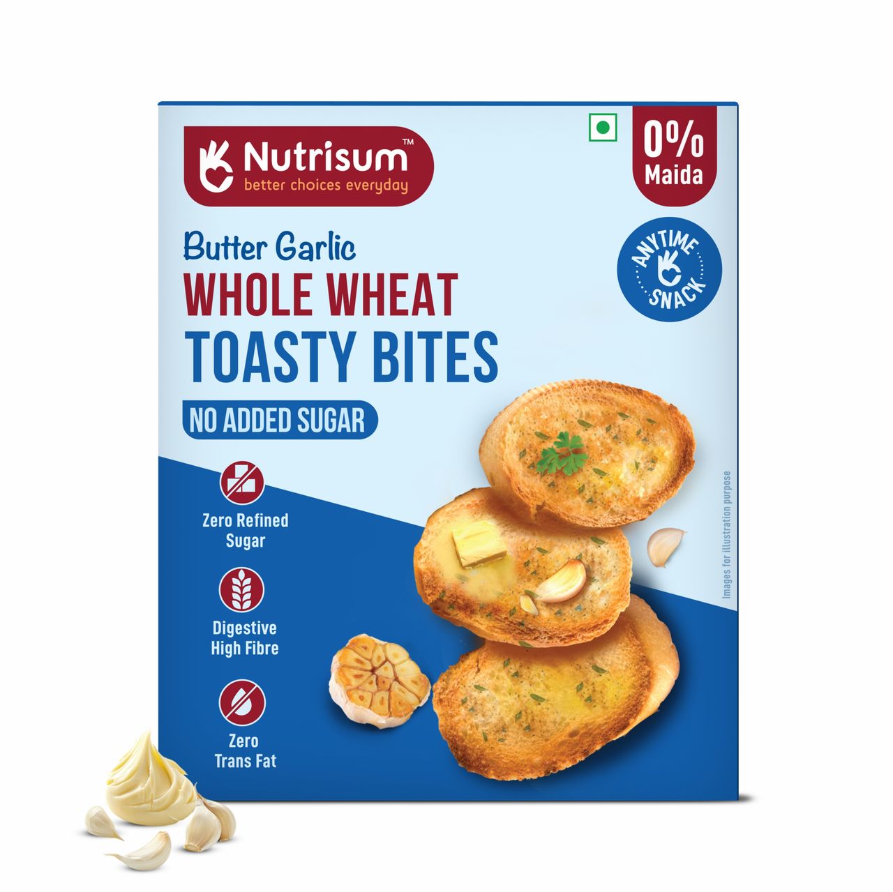 Nutrisum Whole Wheat Toasty Bites - Butter Garlic