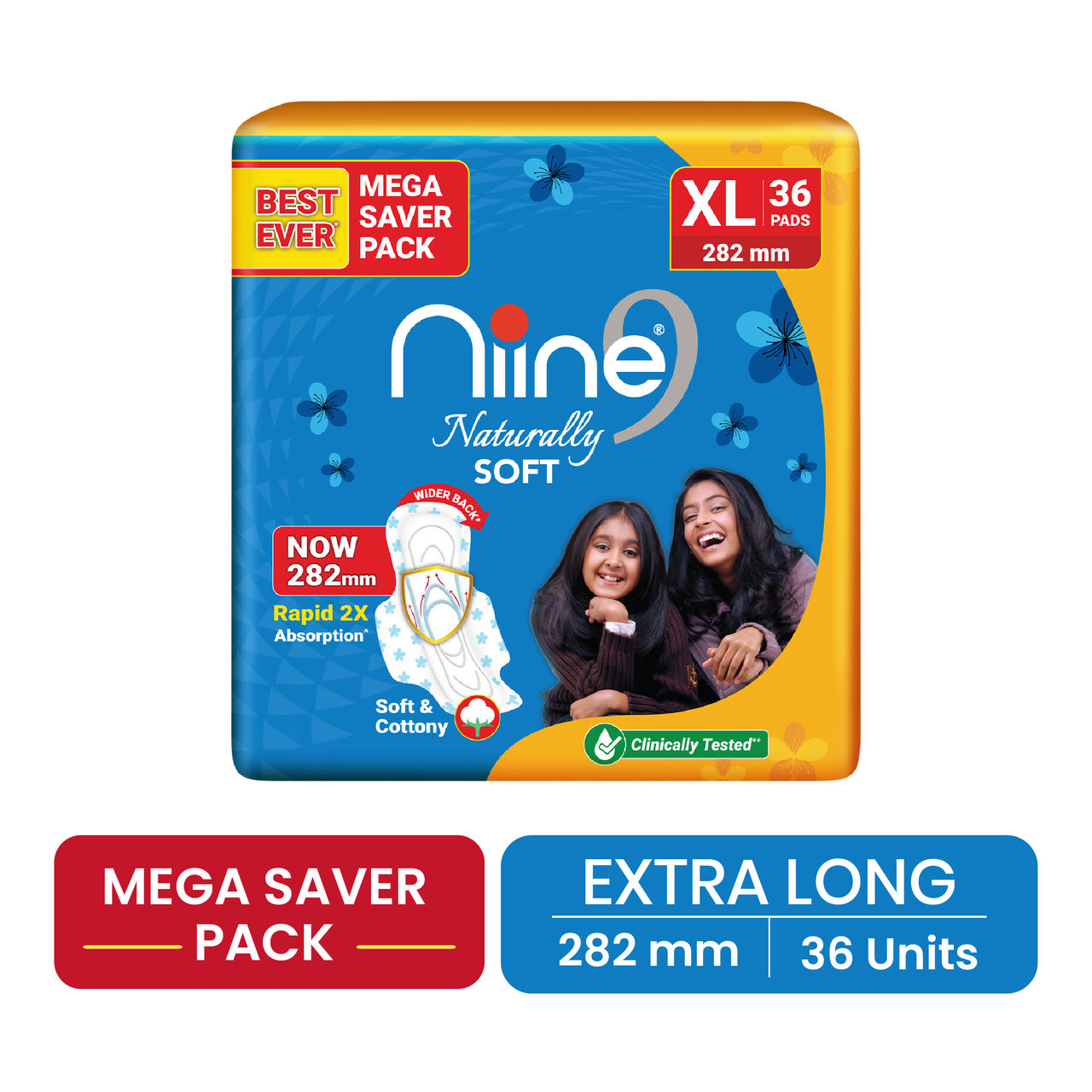 Niine Naturally Soft Ultra-Thin XL Sanitary Pads