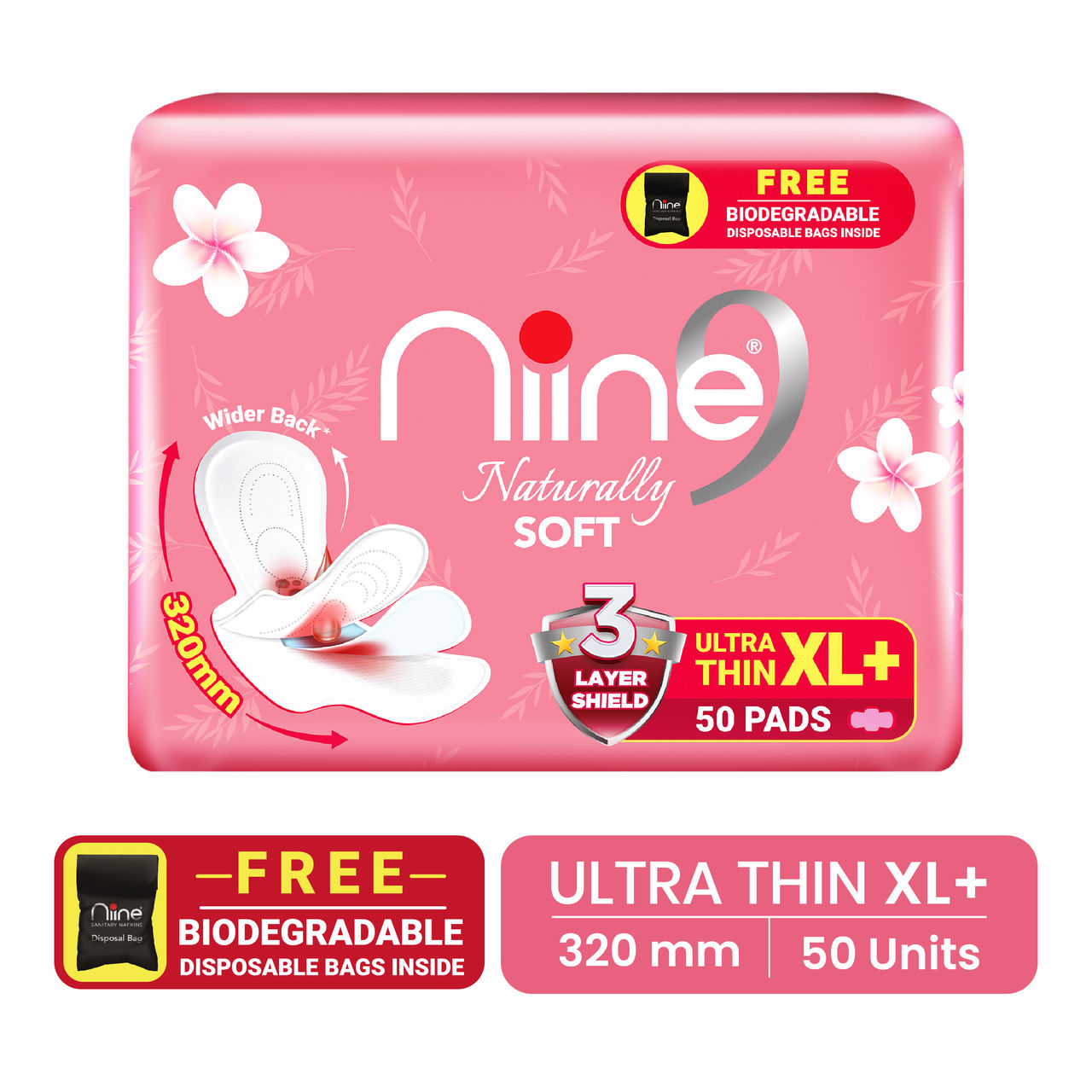 Niine Naturally Soft Ultra Thin XL+ Sanitary Pads