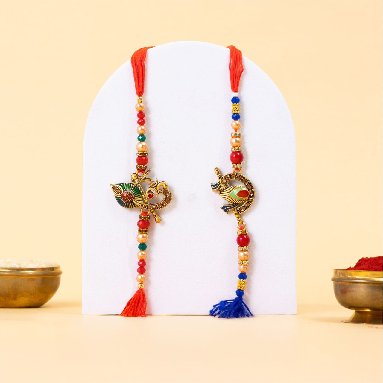 TIED RIBBONS Flute and OM Rakhi for Brother with Roli Chawal