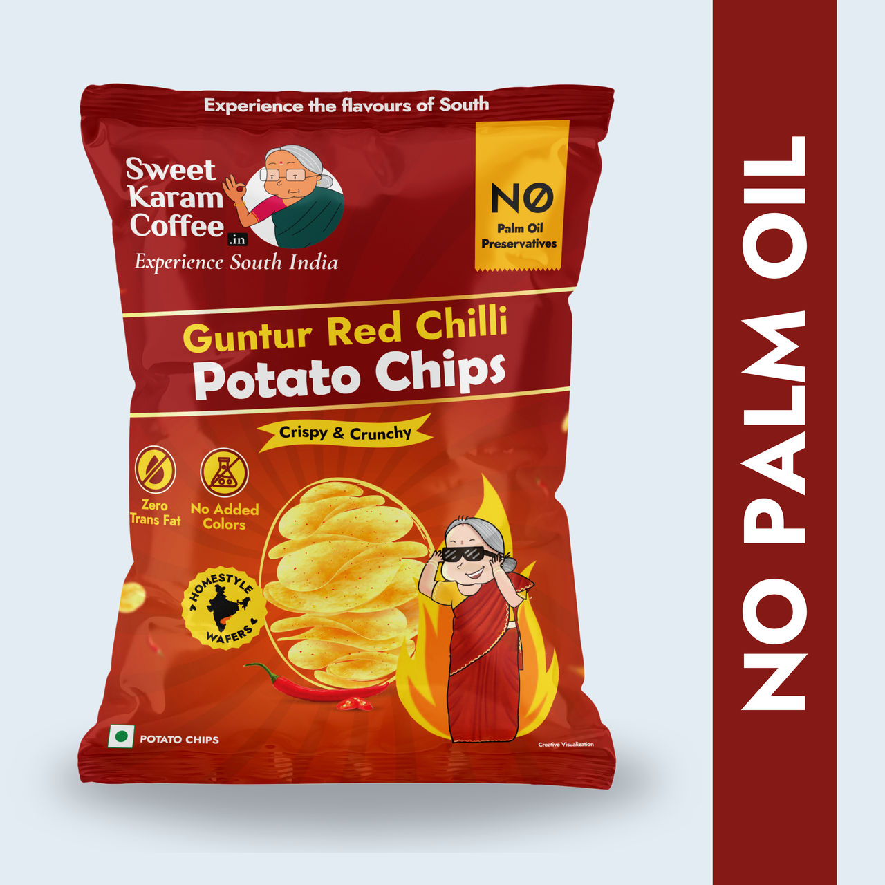 Sweet Karam Coffee Guntur Red Chilli Potato Chips - No Palm Oil