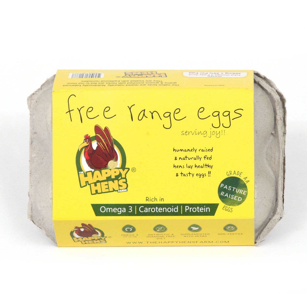 HAPPY HENS Free Range Omega-3 Enriched Eggs